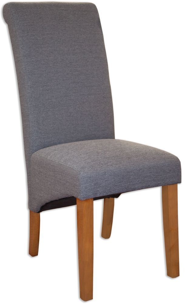2 x Perth Country Grey Fabric Roll Back Dining Chair