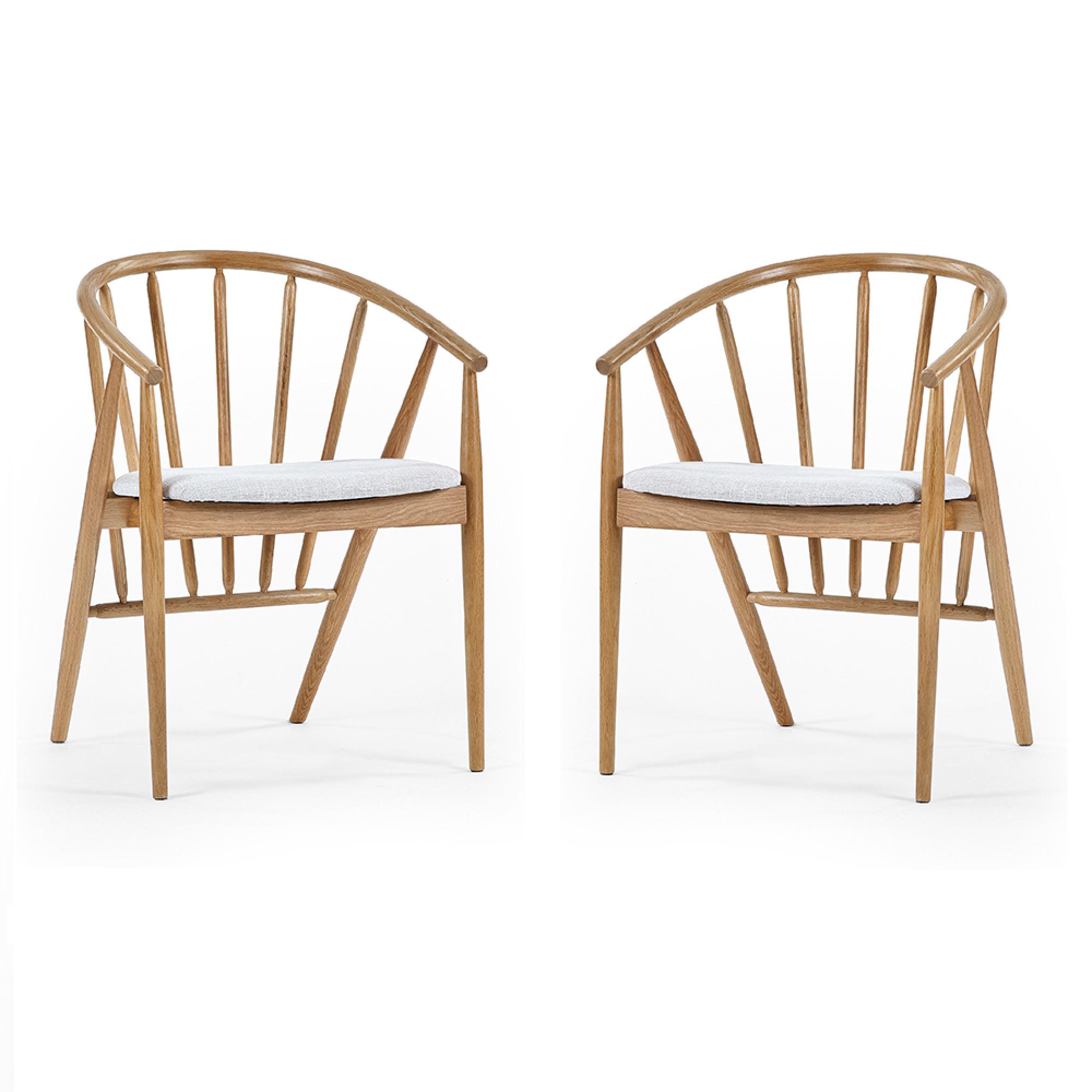 Rory Dining Chair - Set of 2 - Curved Back - Oak