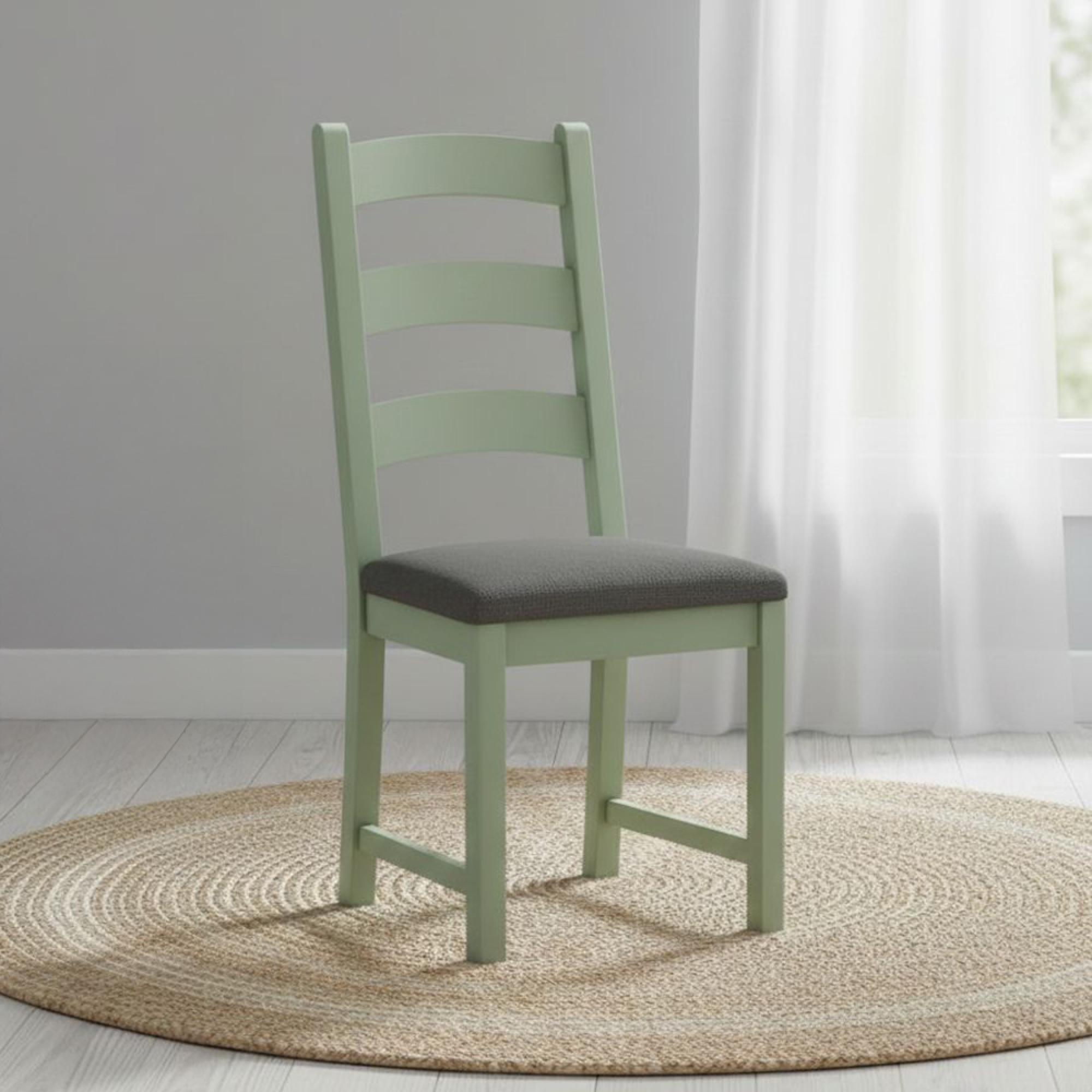 Salcombe Dining Chair - Set of 2 - Ladder Back - Sage Oak - Charcoal Fabric