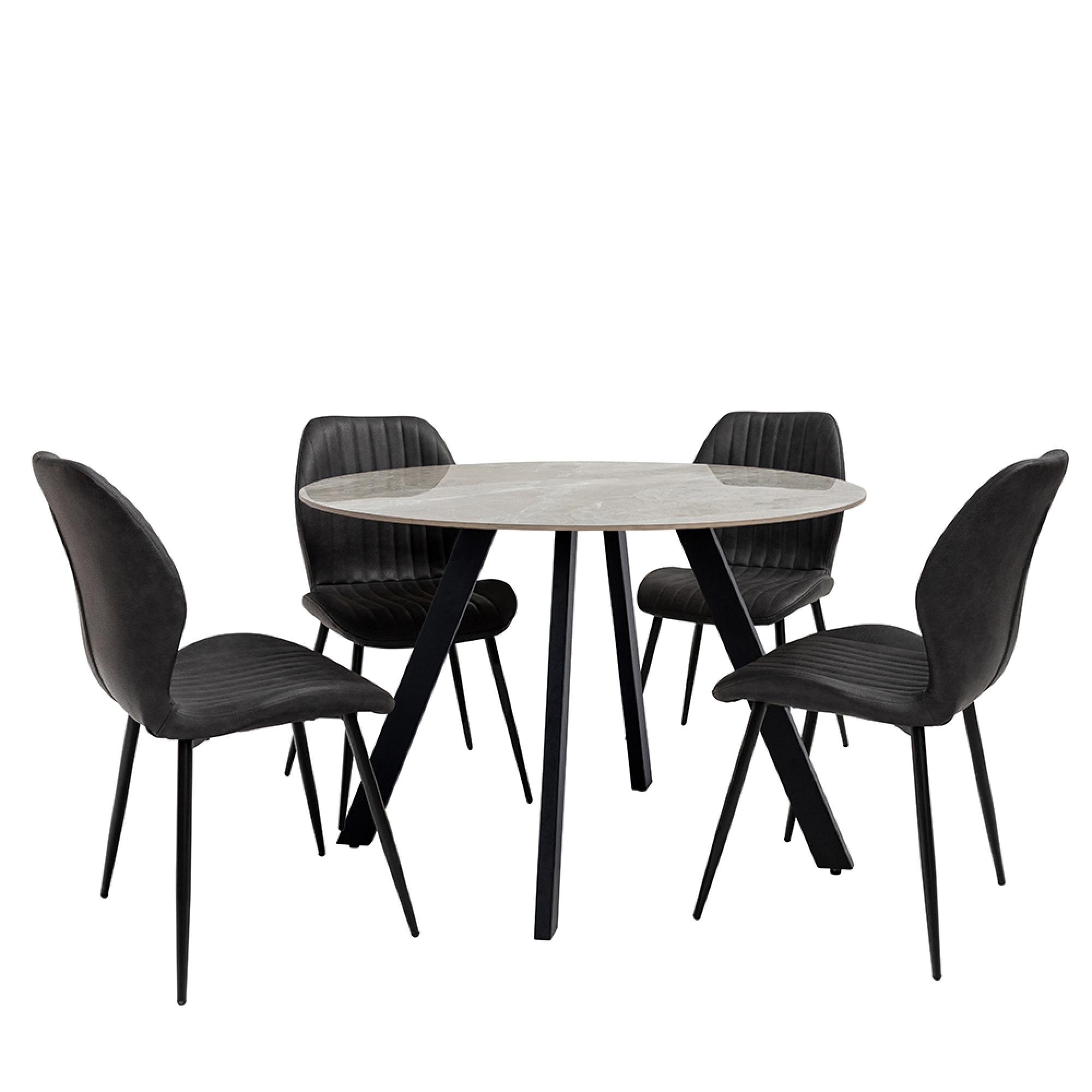 Sheldon Dining Chair - Set of 2 - Charcoal Faux Leather