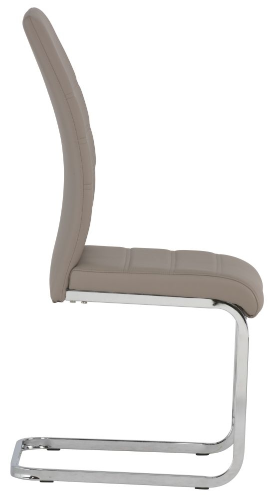 Soho Dining Chair - Set of 2 - Chrome Cantilever - Cappuccino Faux Leather