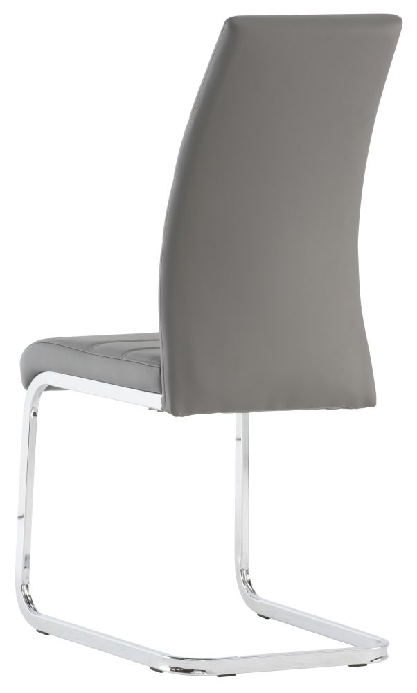 Soho Dining Chair - Set of 2 - Chrome Cantilever - Grey Faux Leather