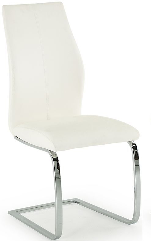 Elis Dining Chair - Set of 2 - White Faux Leather - Chrome