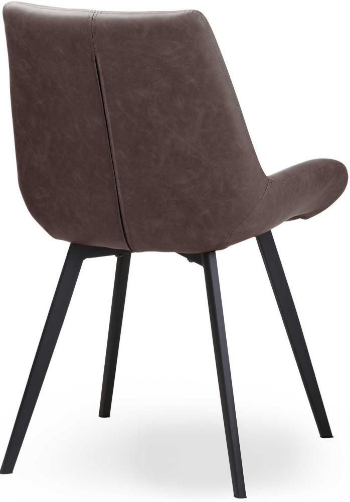 Malmo Dining Chair - Set of 2 - Faux Leather - Brown