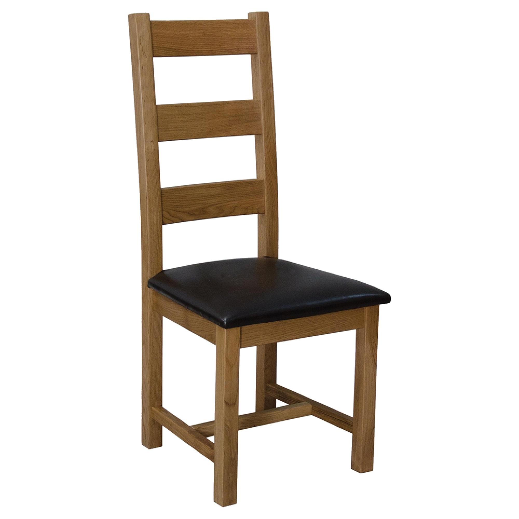 Deluxe Dining Chair - Set of 2 - Ladder Back - Oak