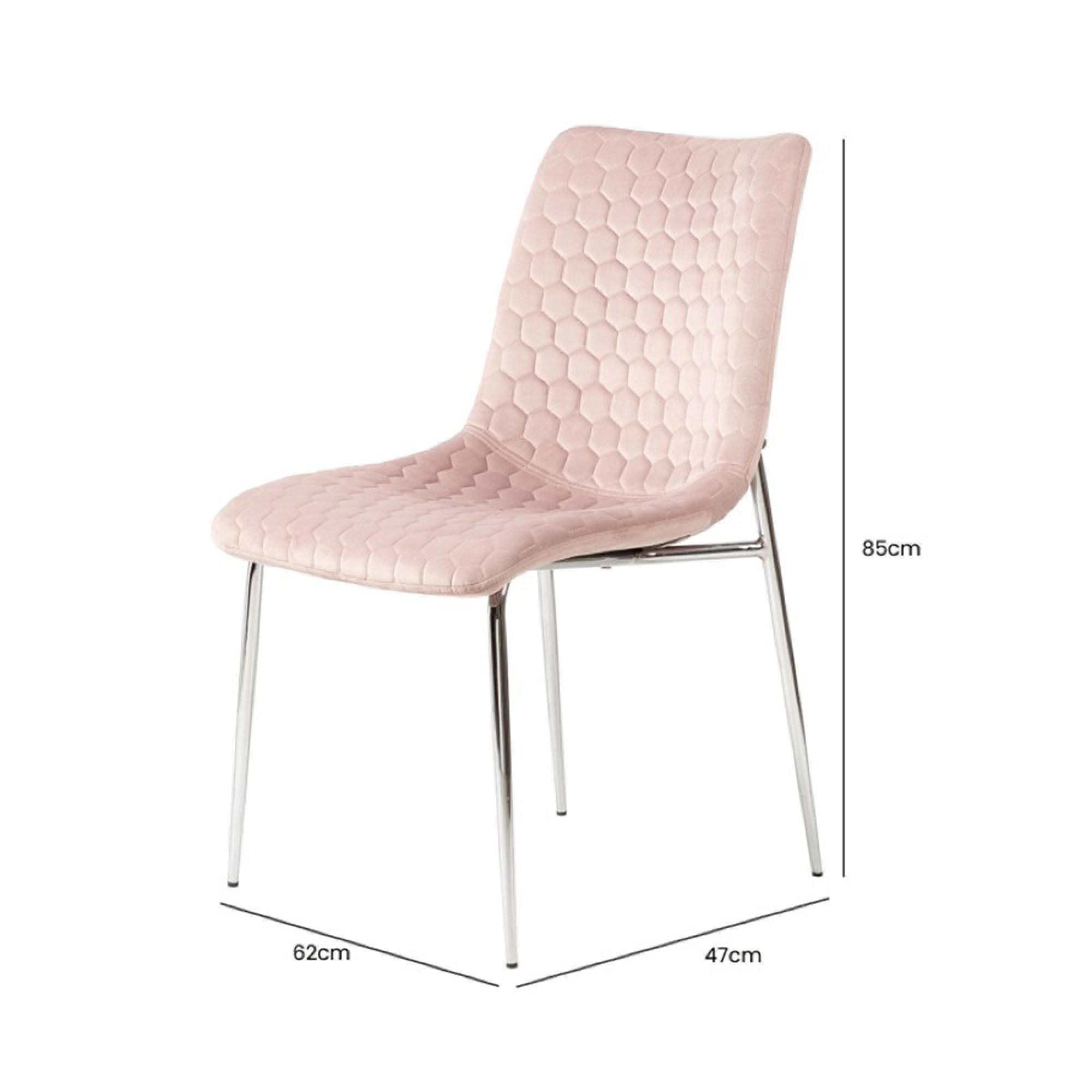 Zula Dining Chair - Set of 2 - Pink Fabric - Chrome Legs