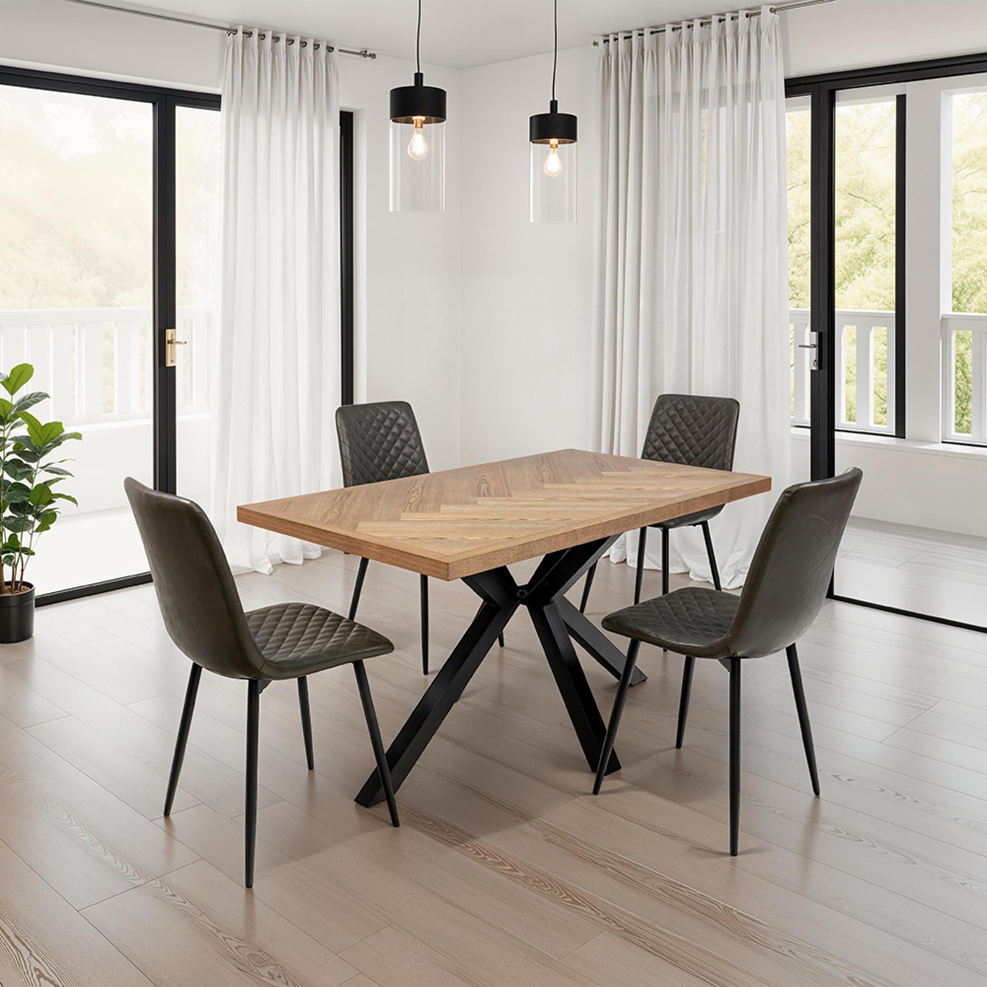 Dining Chair - Set of 4 - Dark Grey Faux Leather