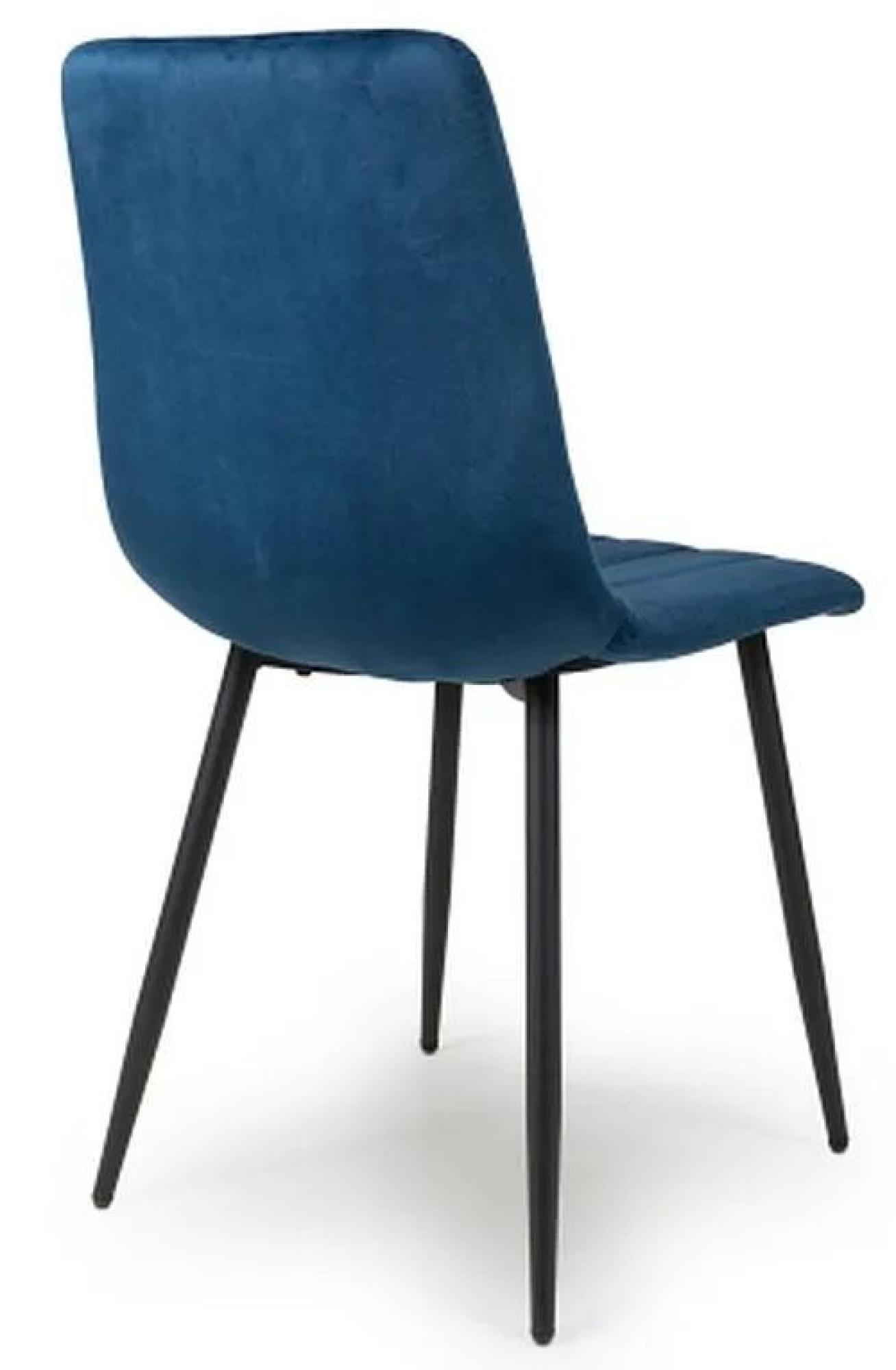 Lisbon Dining Chair - Set of 4 - Brushed Blue Velvet