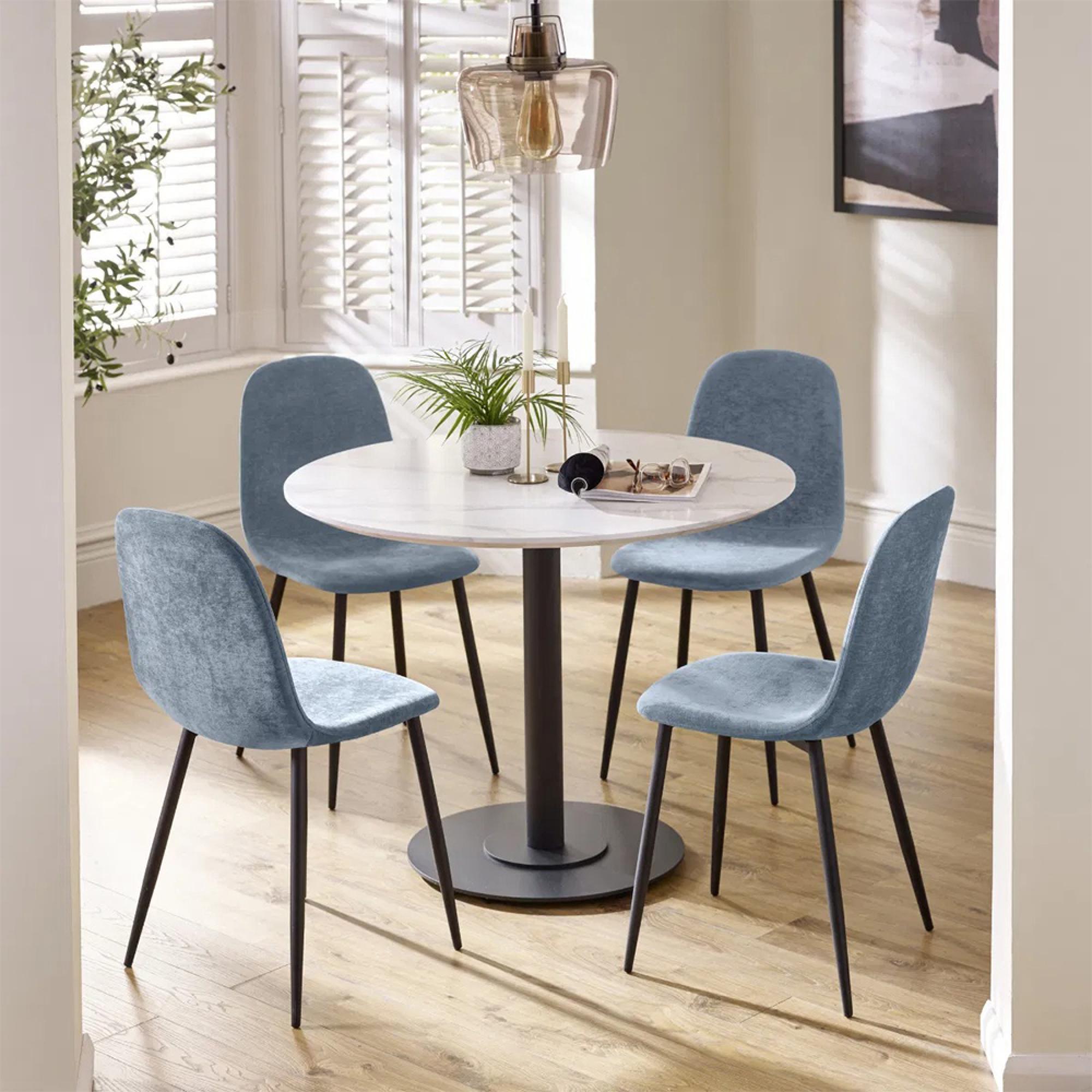 Lottie Dining Chair - Set of 4 - Denim Fabric
