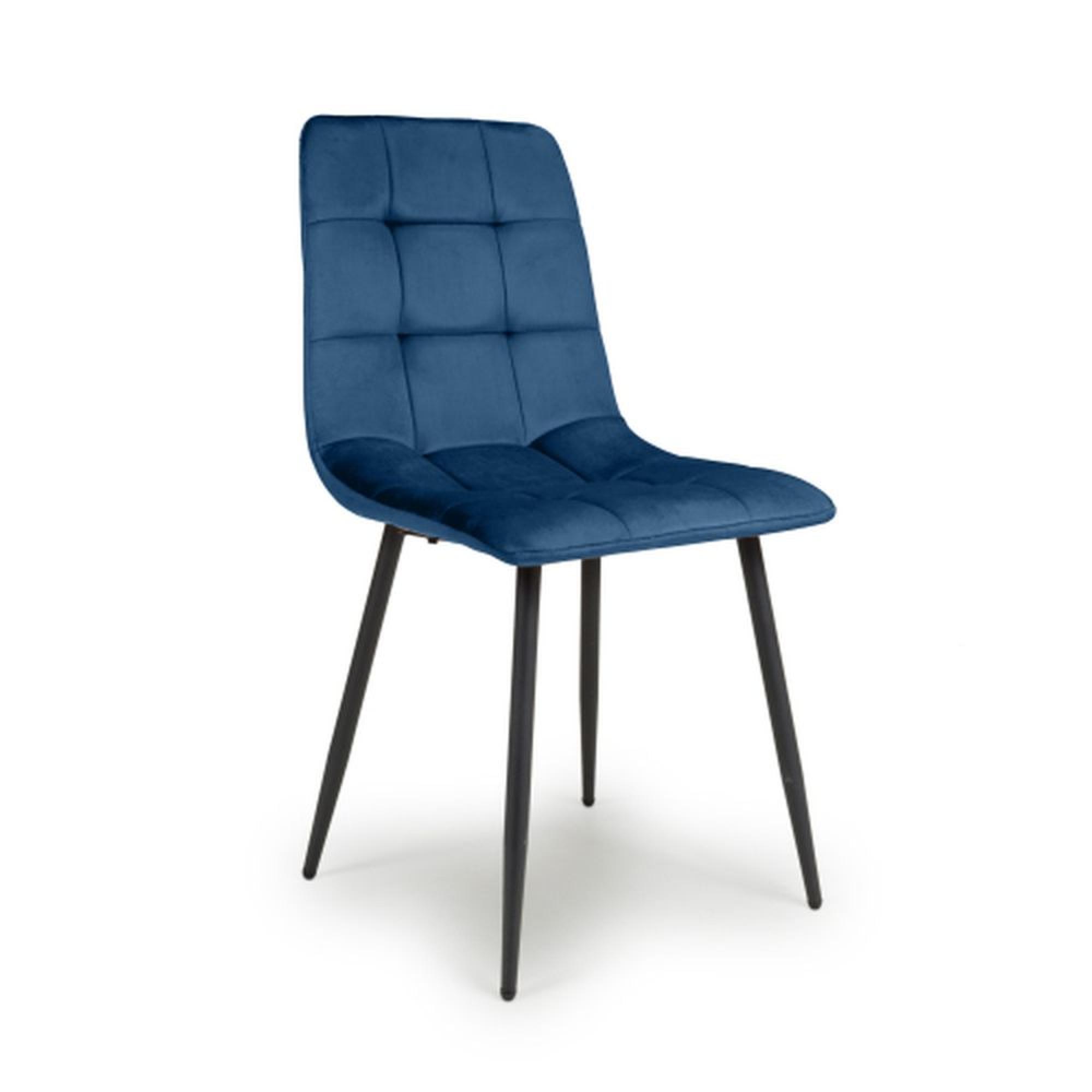 4 x Madison Brushed Blue Velvet Dining Chair