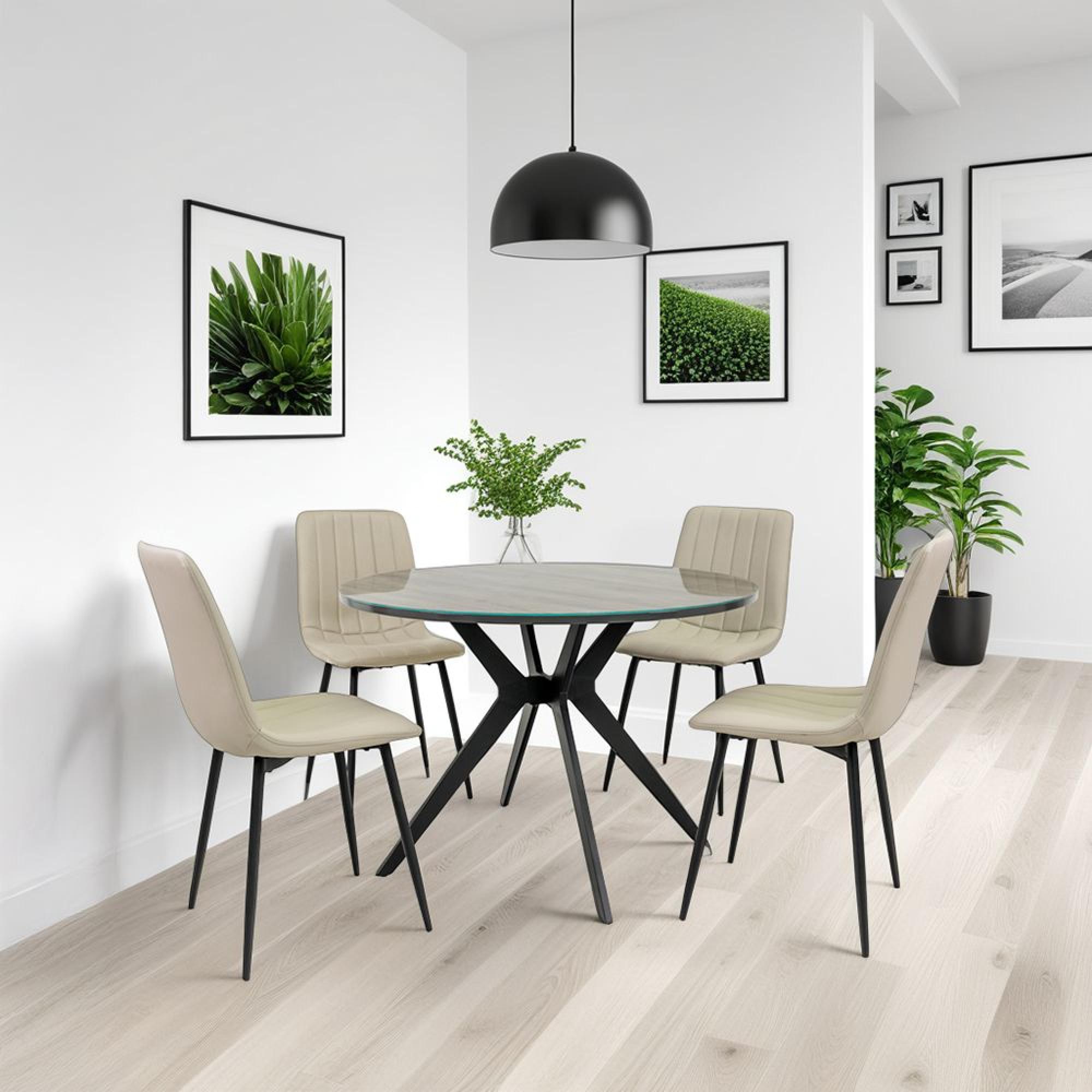 Dining Chair - Set of 4 - Stone Faux Leather