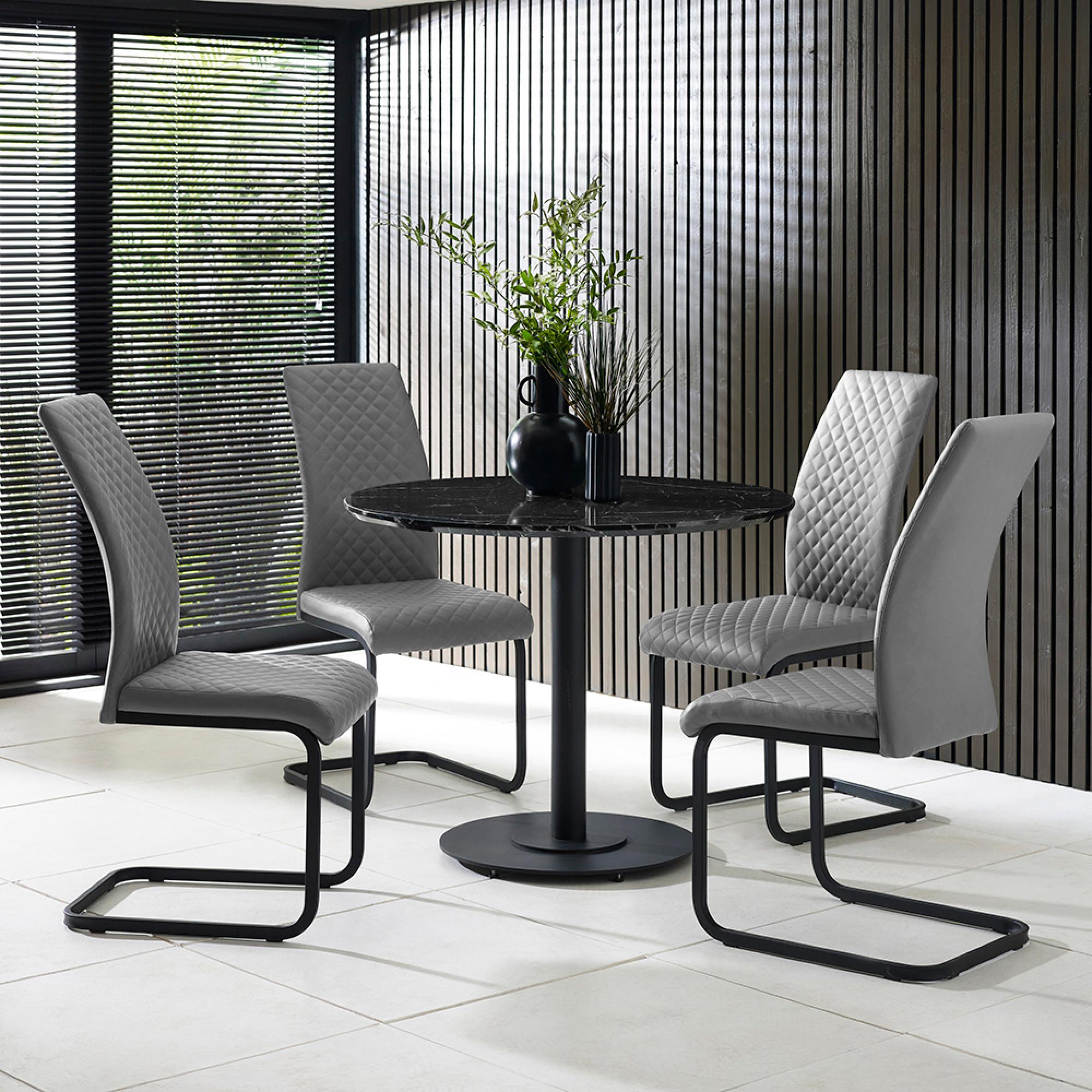 Xavier Cantilever Dining Chair - Set of 4 - Grey