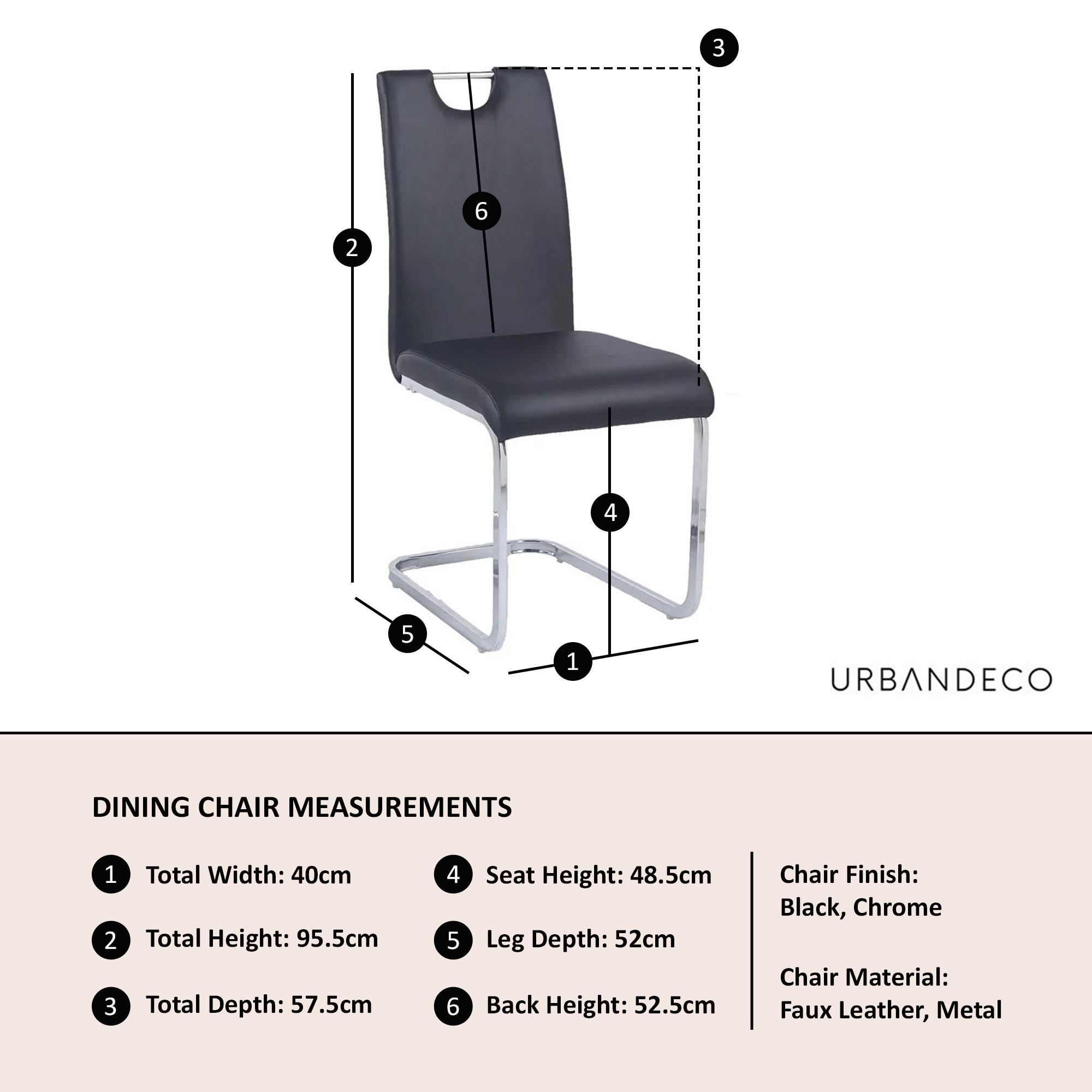 Bianco Dining Chair - Black Faux Leather - Chrome Cantilever Base