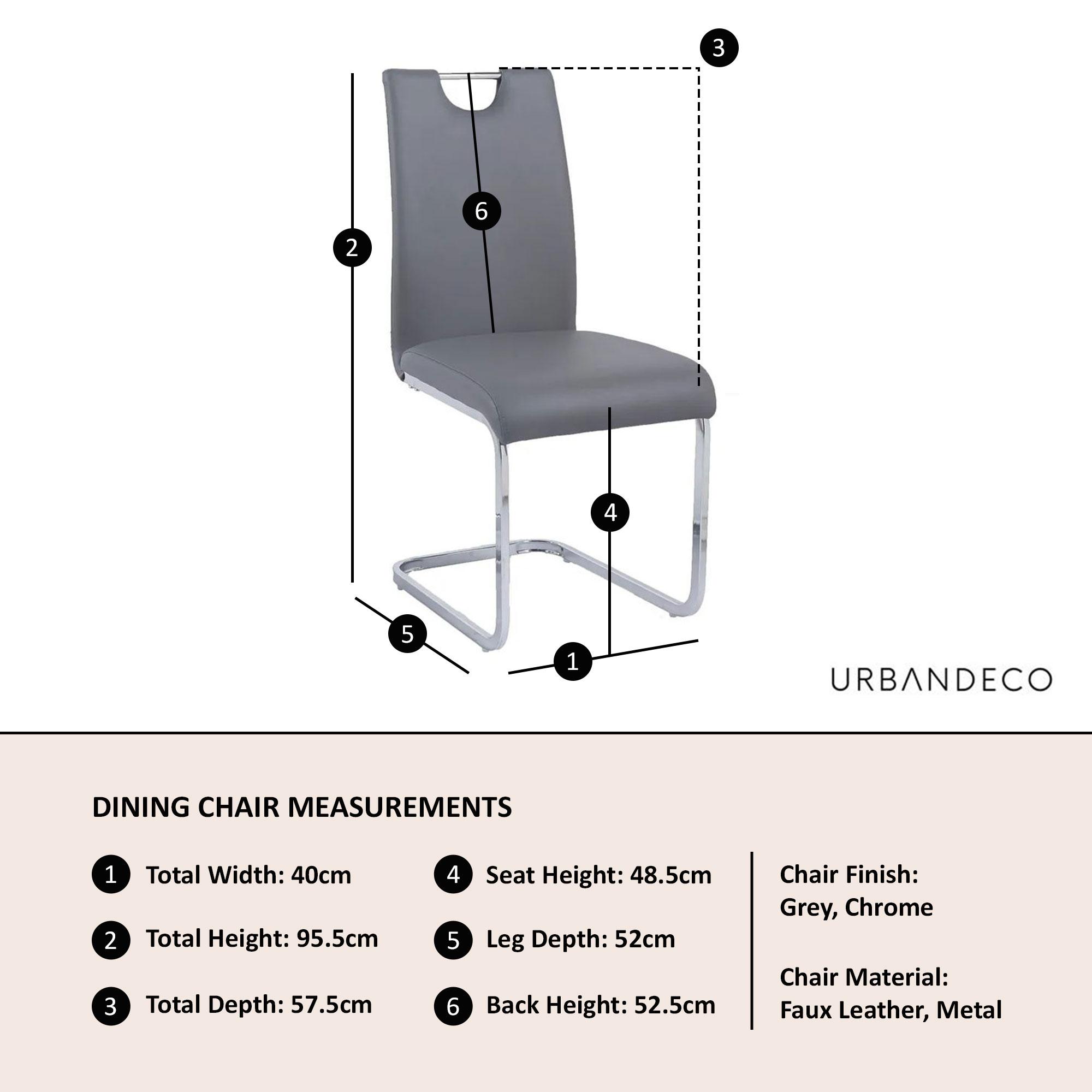 Bianco Dining Chair - Grey Faux Leather - Chrome Cantilever Base