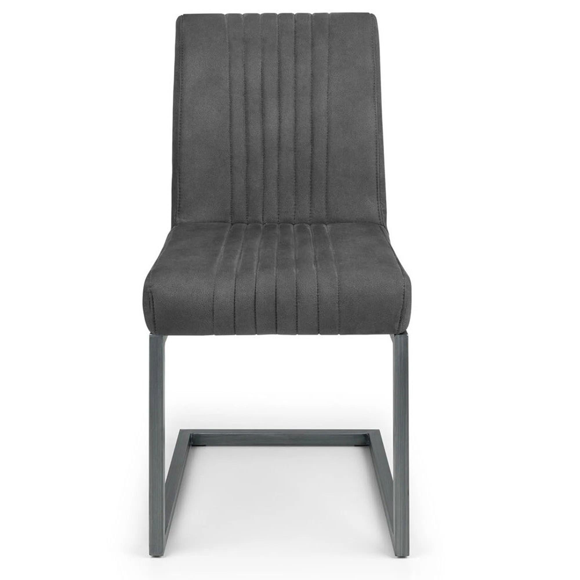 Clearance - 2 x Brooklyn Charcoal Grey Suede Fabric Cantilever Dining Chair - FSS16344