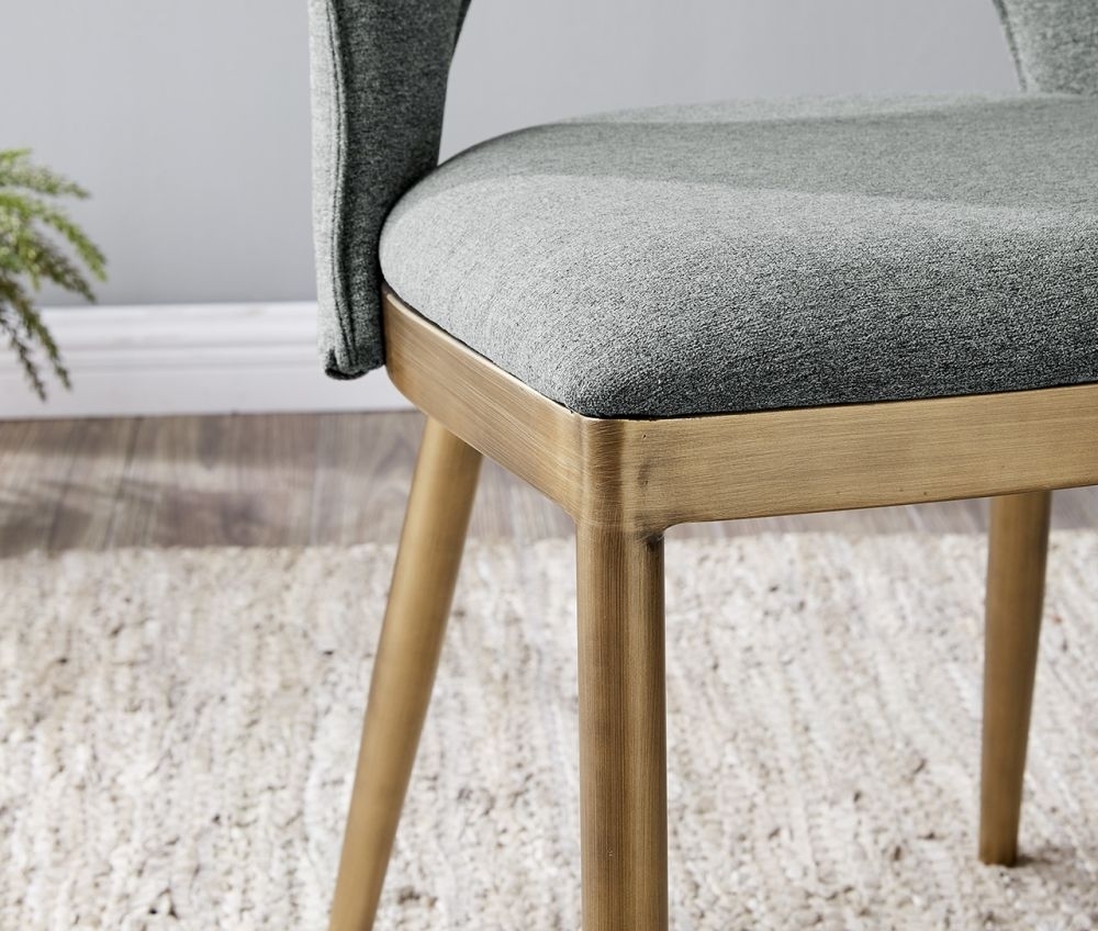 Clearance - 2 x Morgan Brass and Grey Linen Fabric Dining Chair - FSS13419