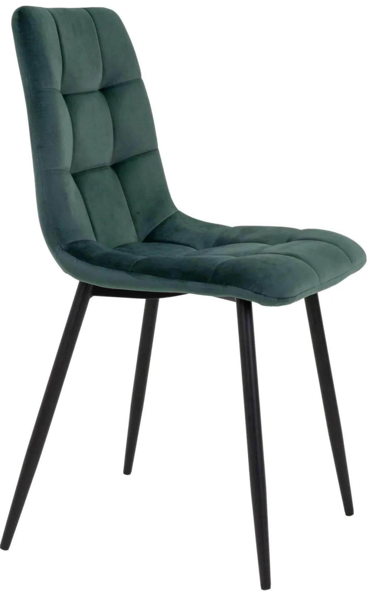 Clearance - 2 x Timmonsville Dark Green Velvet Fabric Dining Chair with Black Metal Legs - FSS15846