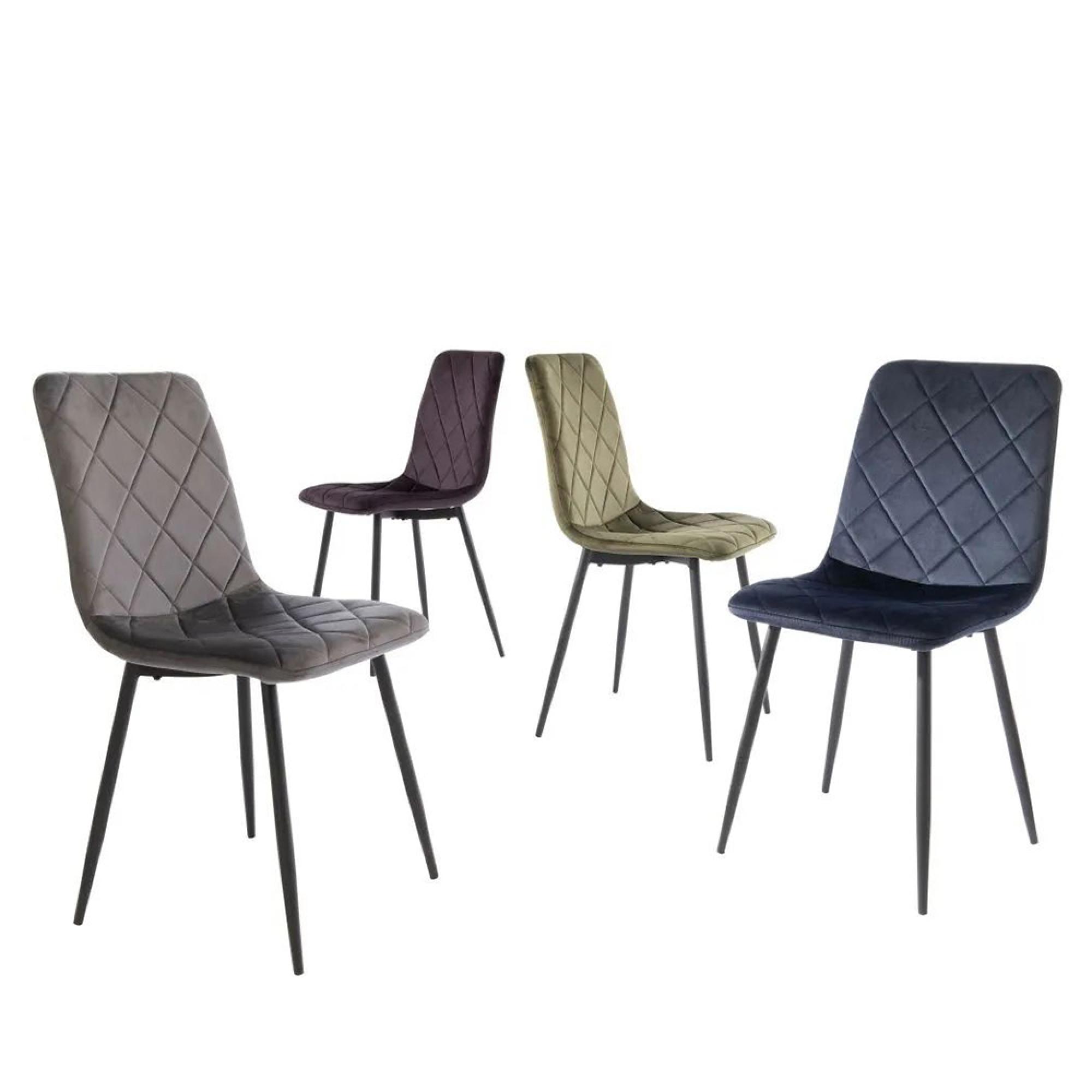 Clearance - 6 x Bella Grey Velvet Cross Stitched Dining Chair - FSS16161/62/63