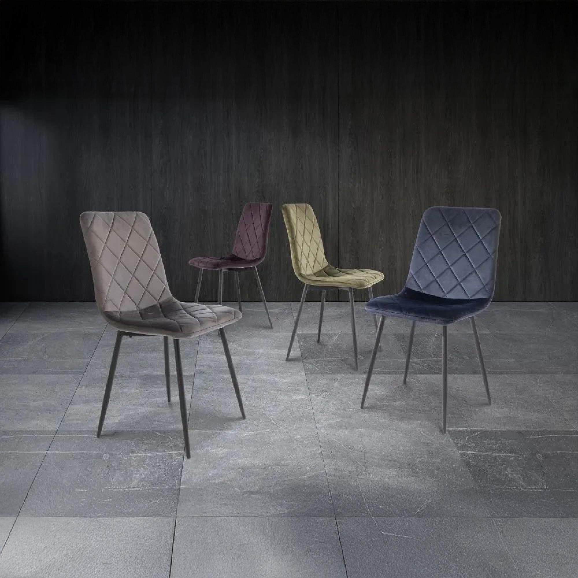 Clearance - 6 x Bella Grey Velvet Cross Stitched Dining Chair - FSS16161/62/63