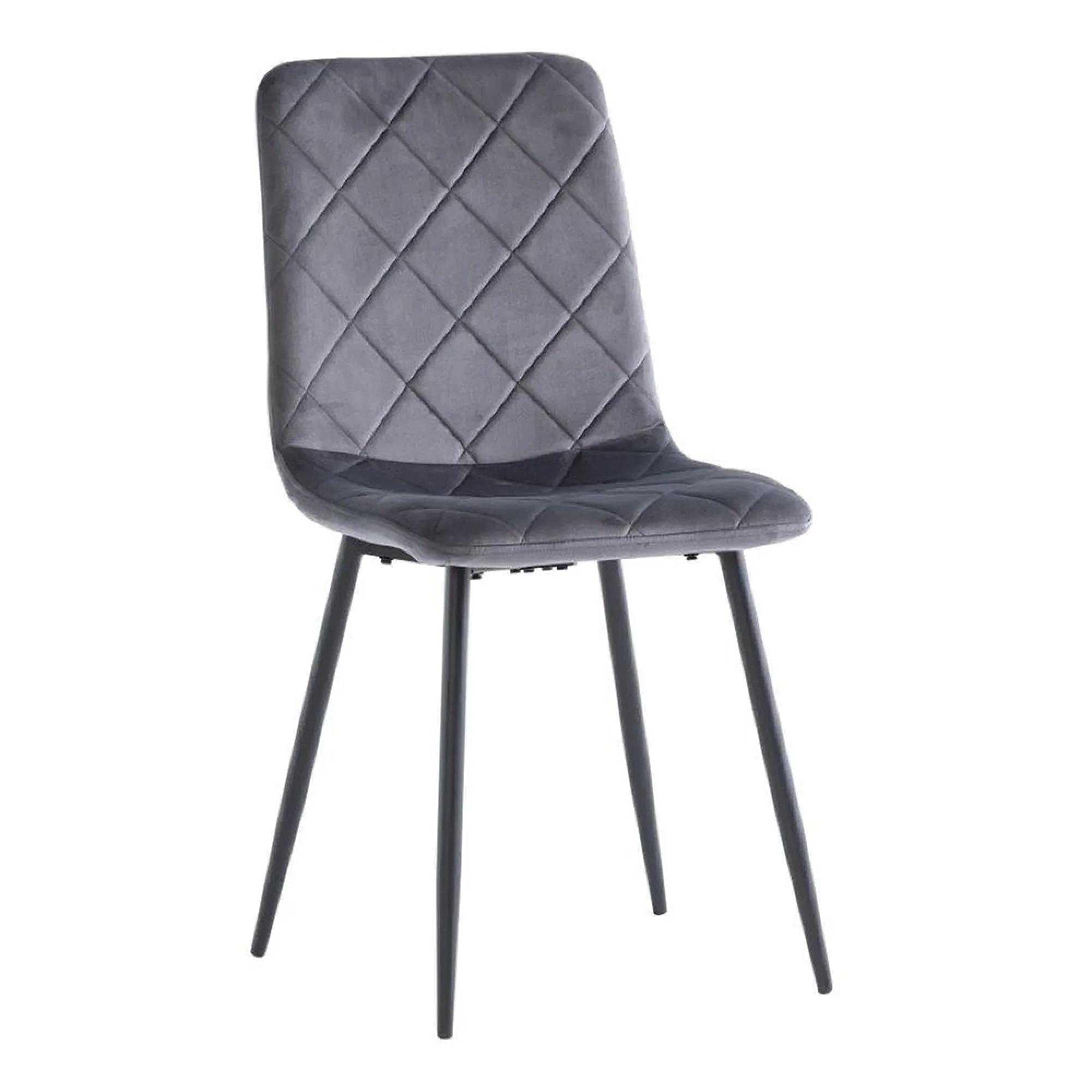 Clearance - 6 x Bella Grey Velvet Cross Stitched Dining Chair - FSS16161/62/63