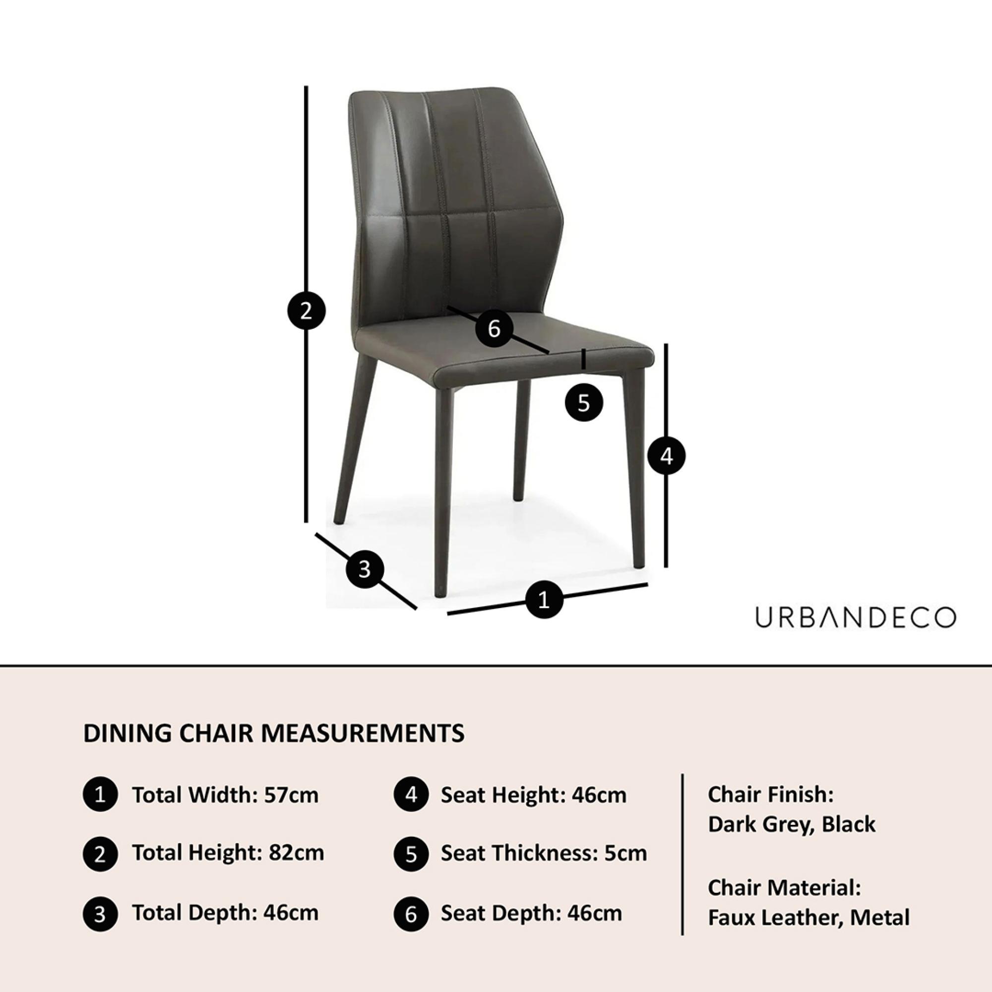 Clearance - Harrow Dining Chair - Dark Grey Leather