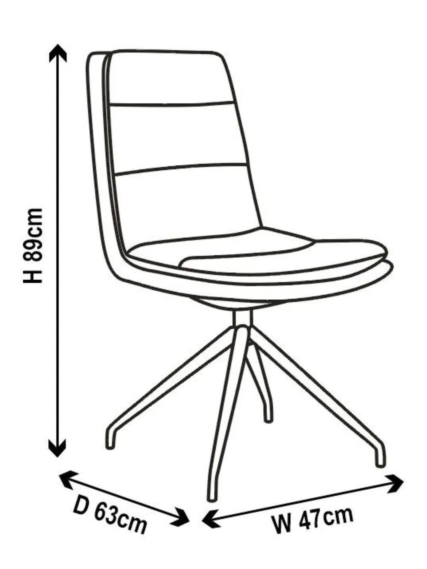Diego Dining Chair - Swivel - Yellow Leather - Black Legs
