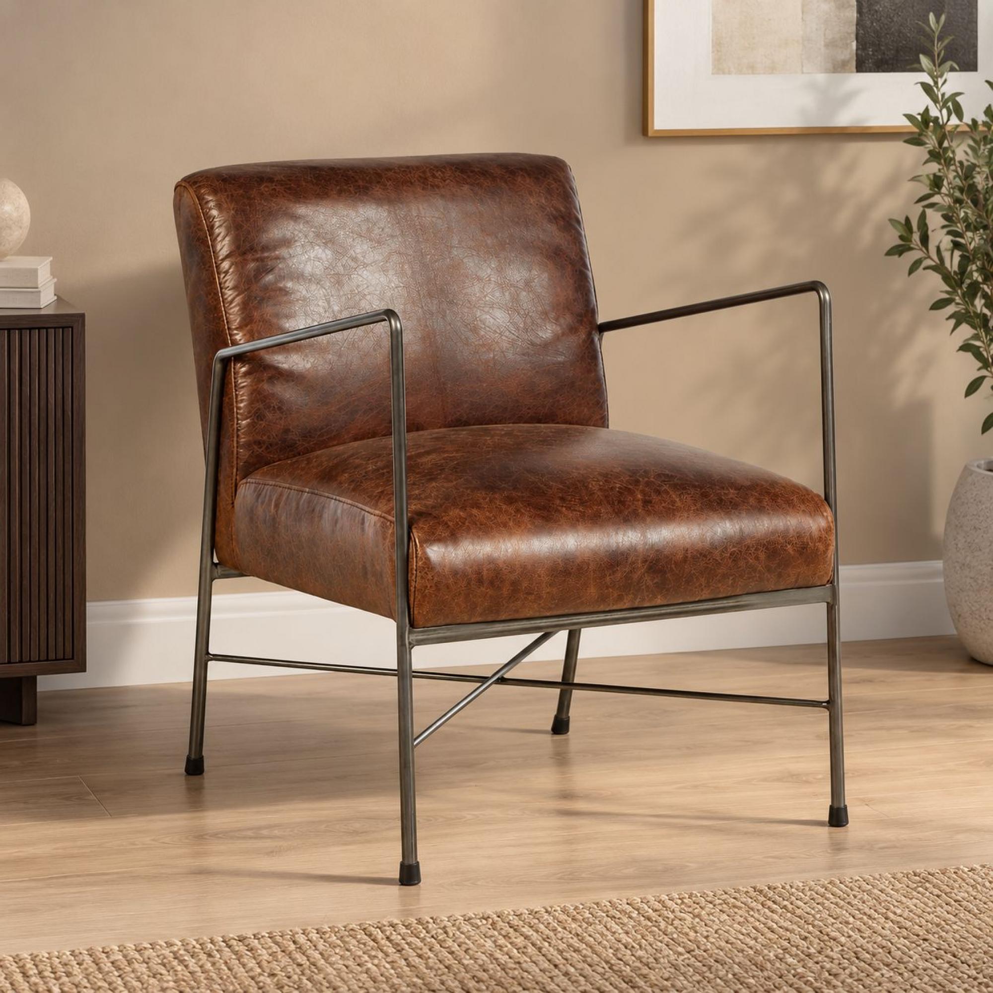 Hoxton Dining Chair - Brown Leather