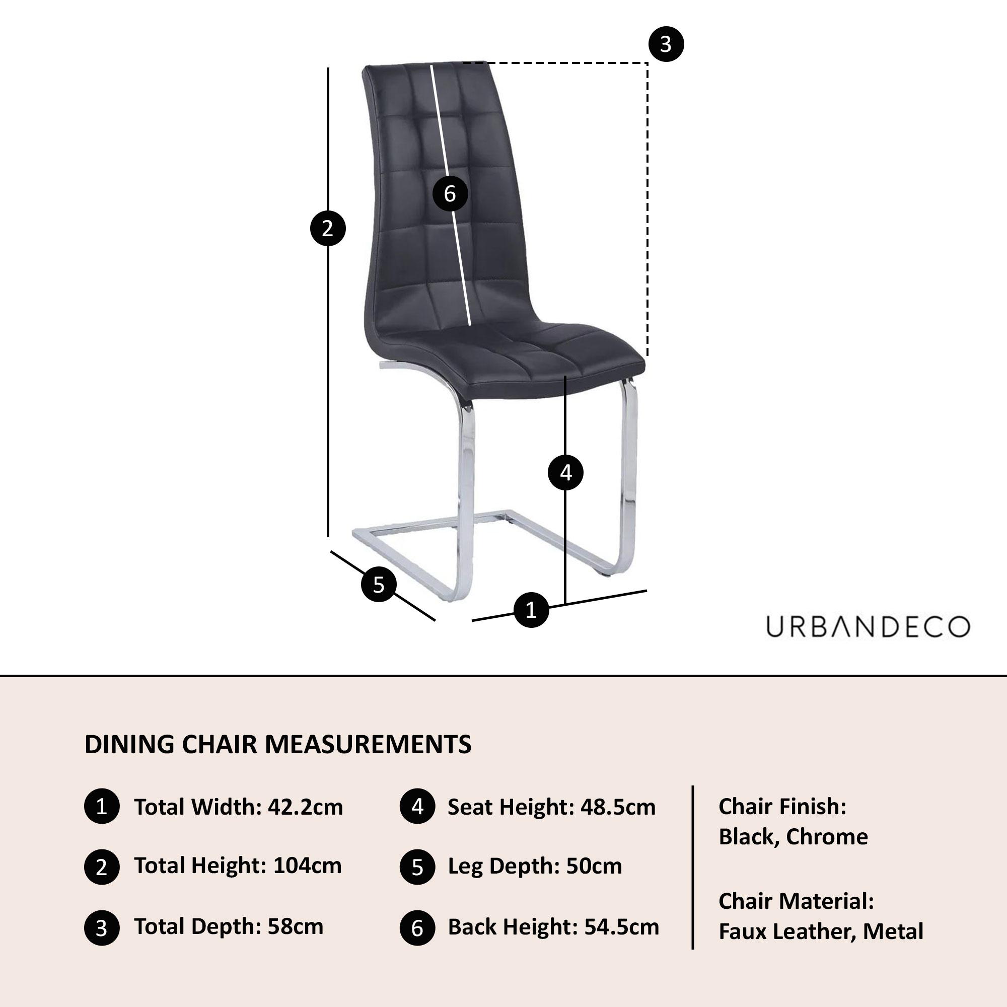 Jamison Dining Chair - Black Faux Leather - Chrome Cantilever Base