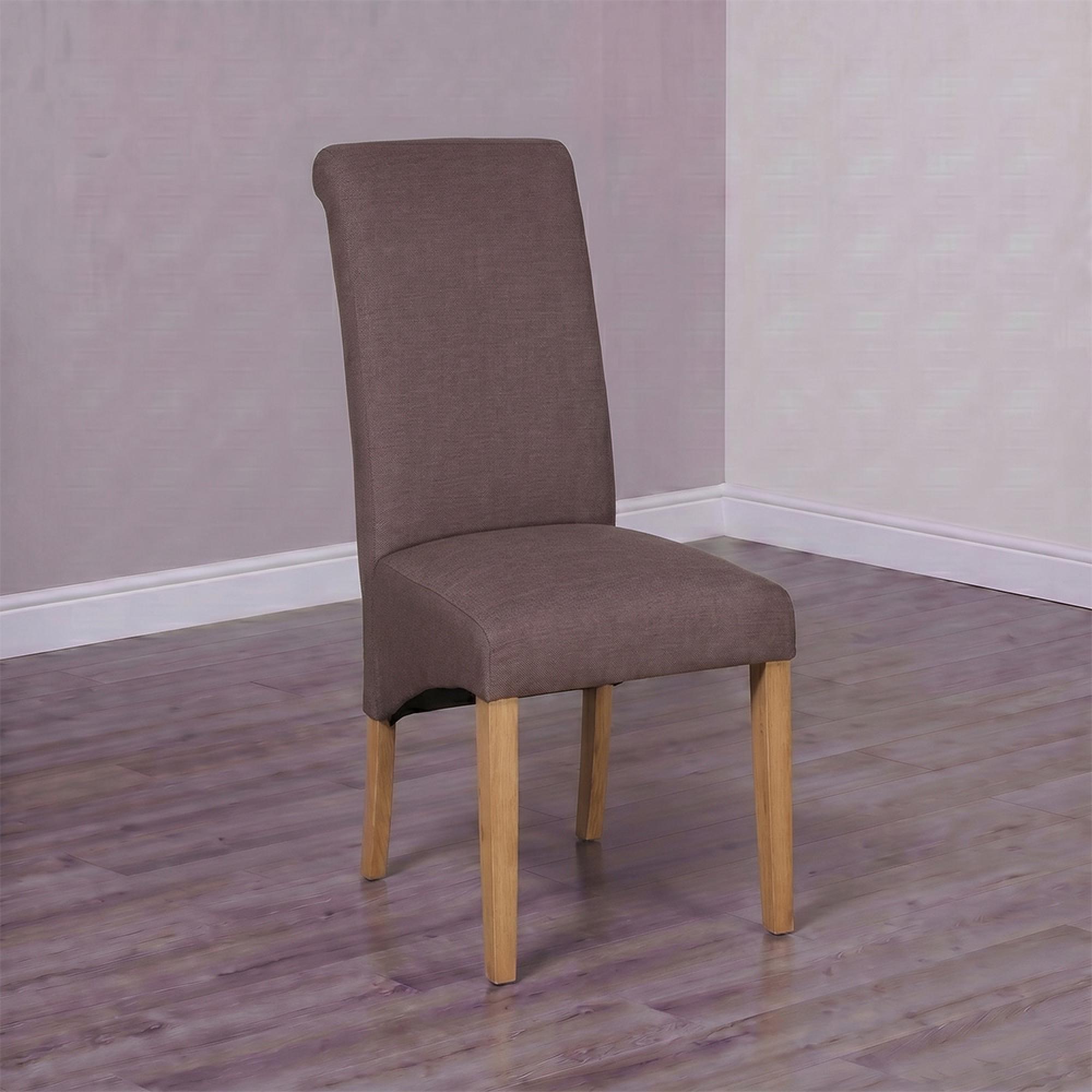 Melbourne Dining Chairs - Set of 2 - Roll Back - Fabric - Beige