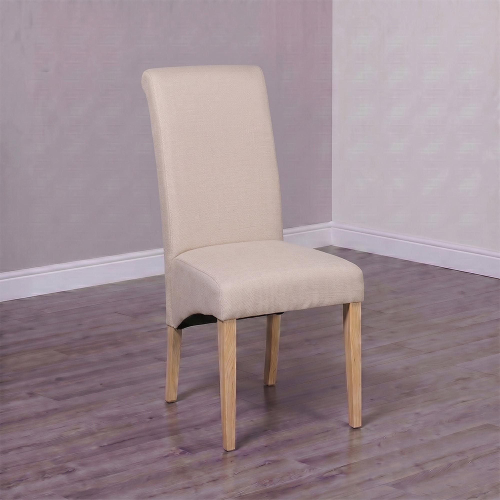 Melbourne Dining Chairs - Set of 2 - Roll Back - Fabric - Cream