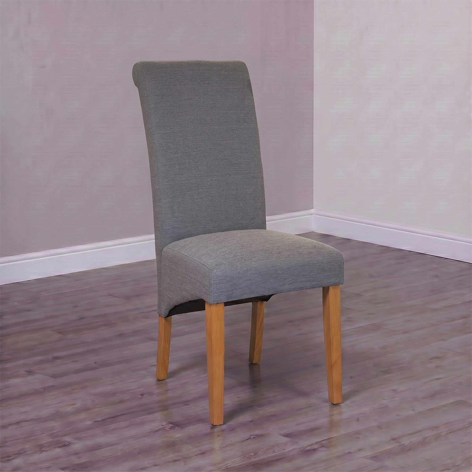 Melbourne Dining Chairs - Set of 2 - Roll Back - Fabric - Grey