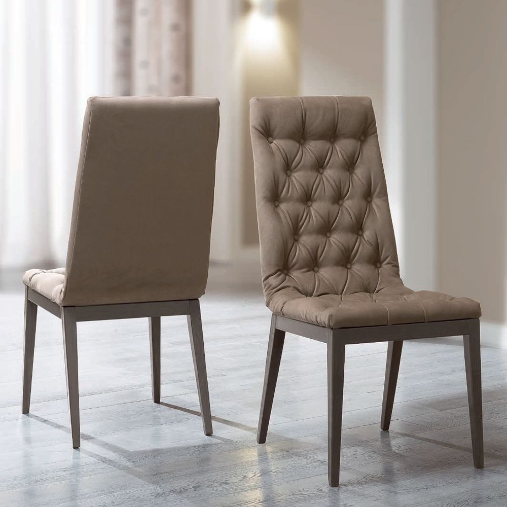 Platinum Dining Chair - Silver - Nabuk Upholstered - Capitonne