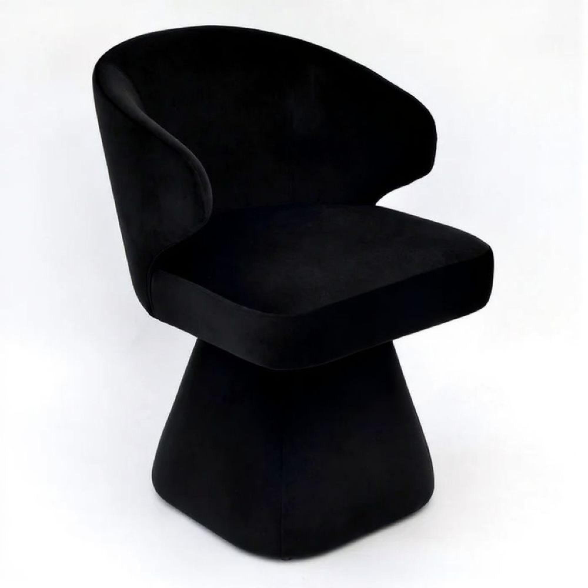 Riya Dining Chair - Sculpted Barrel - Swivel - Black Fabric