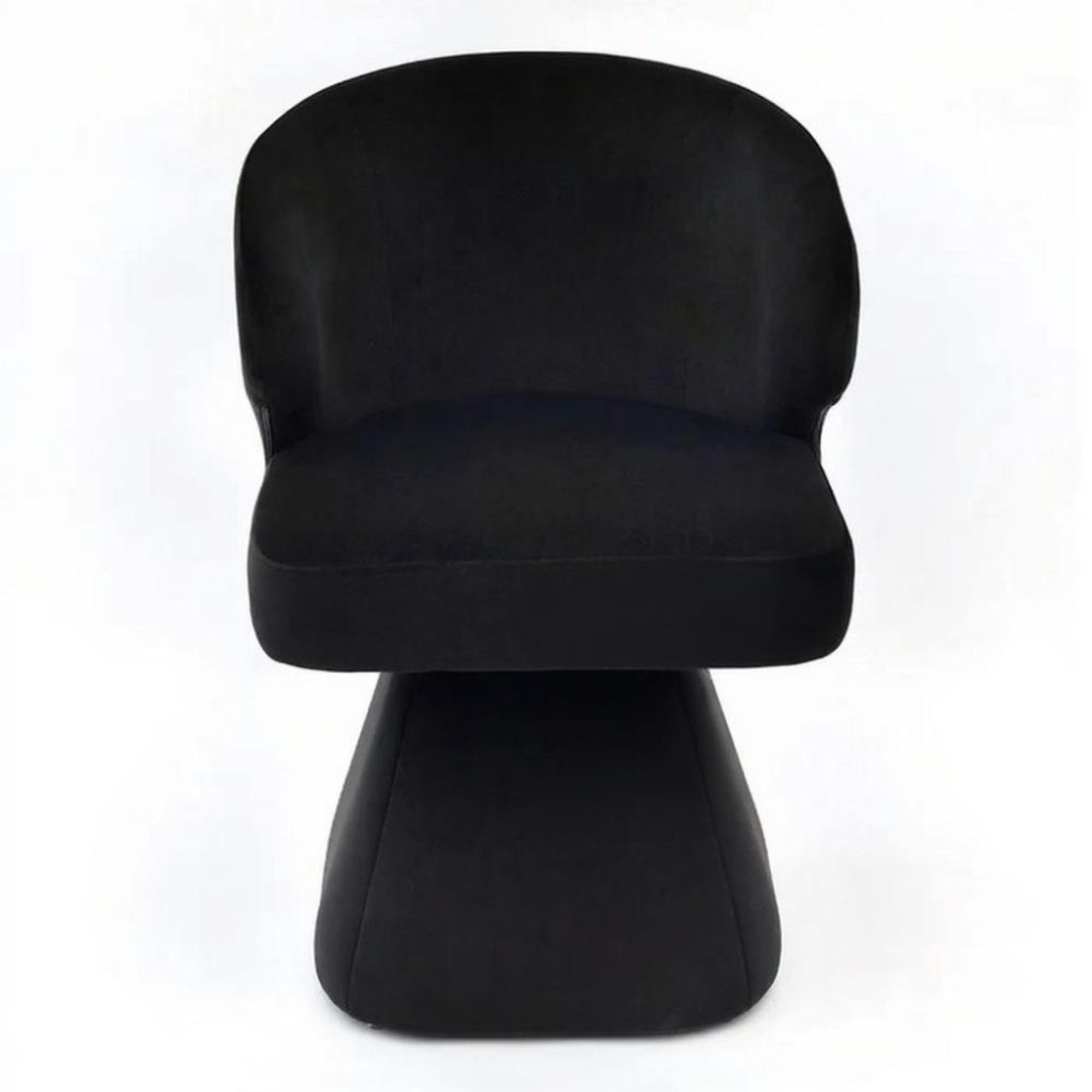 Riya Dining Chair - Sculpted Barrel - Swivel - Black Fabric