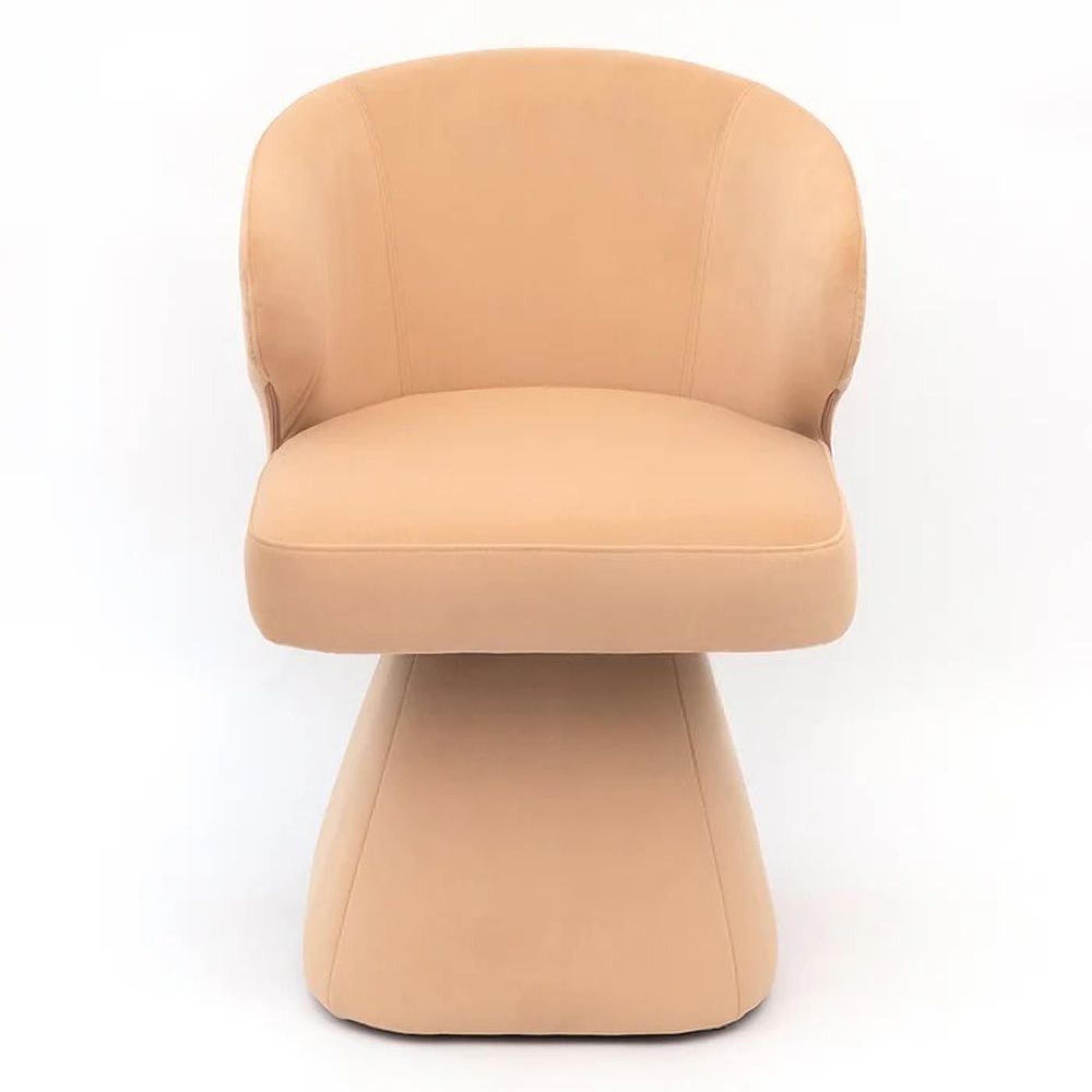 Riya Dining Chair - Sculpted Barrel - Swivel - Peach Pink Fabric