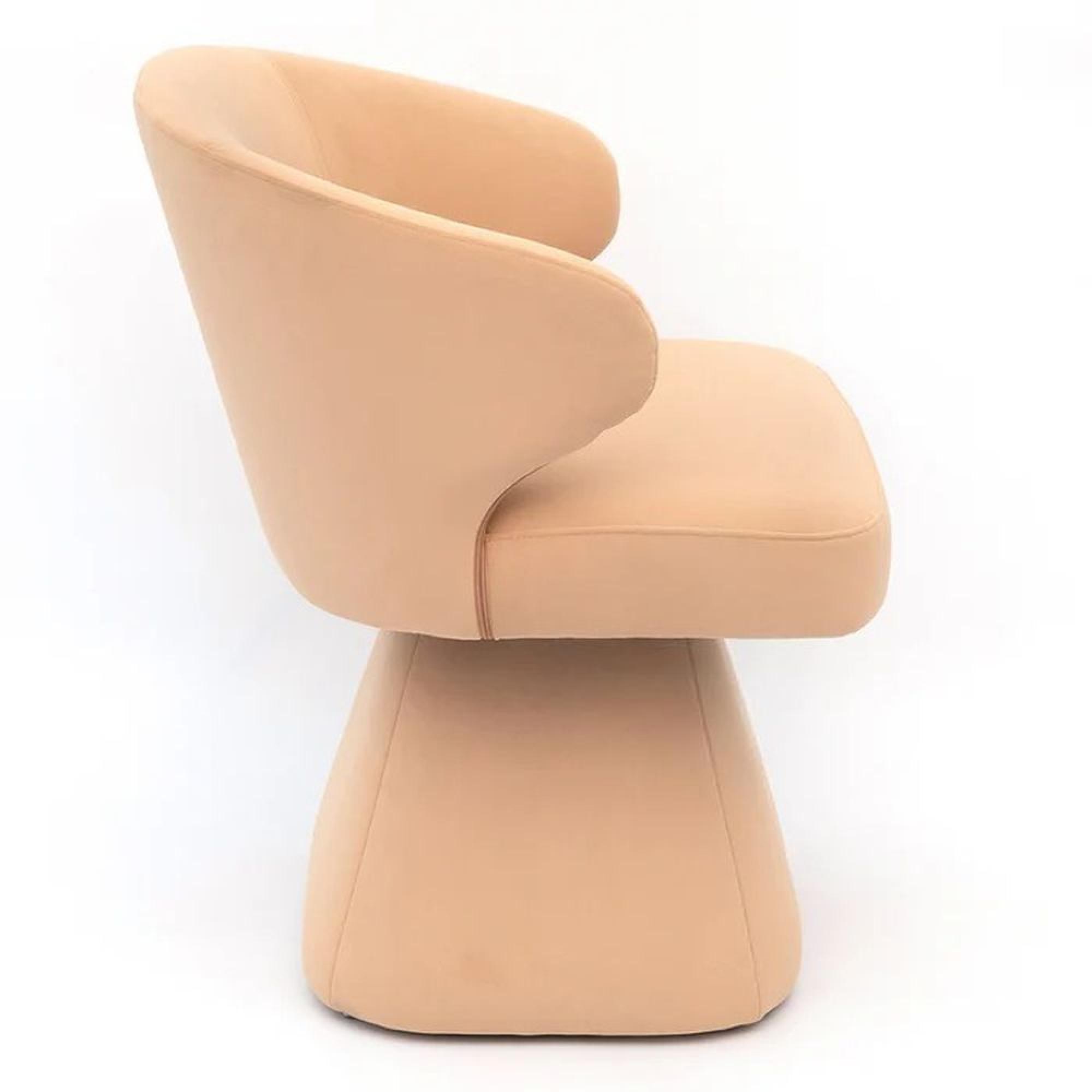 Riya Dining Chair - Sculpted Barrel - Swivel - Peach Pink Fabric