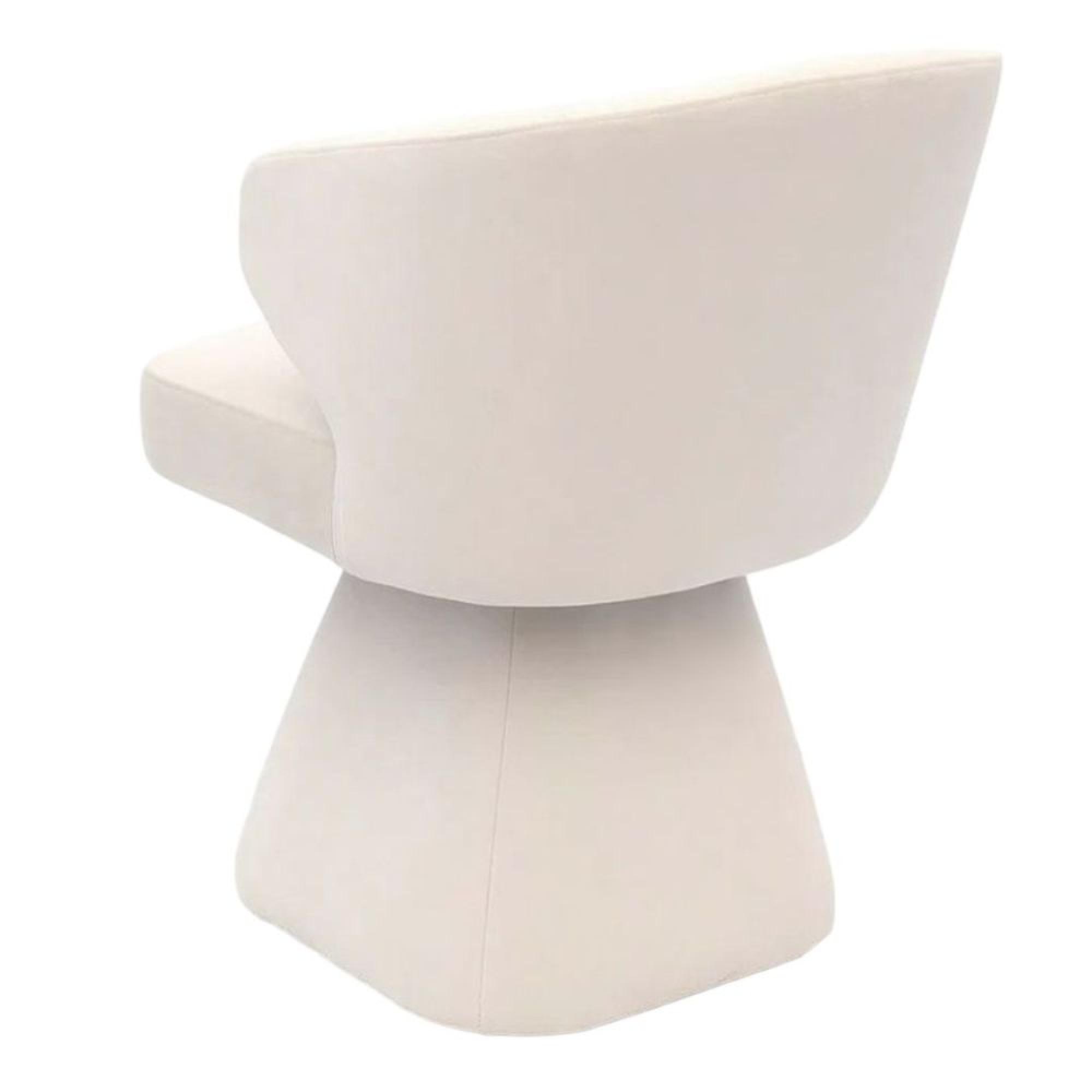 Riya Dining Chair - Sculpted Barrel - Swivel - White Fabric