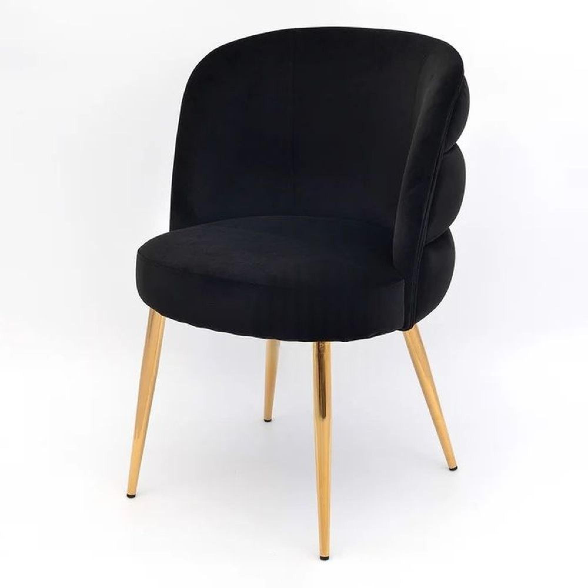 Sloane Dining Chair - Black Velvet Fabric - Gold Legs