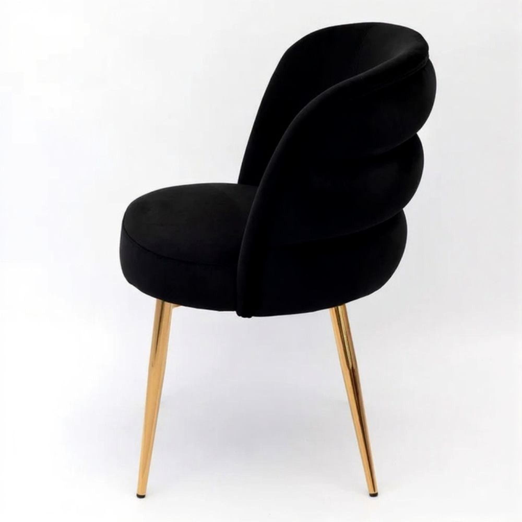 Sloane Dining Chair - Black Velvet Fabric - Gold Legs