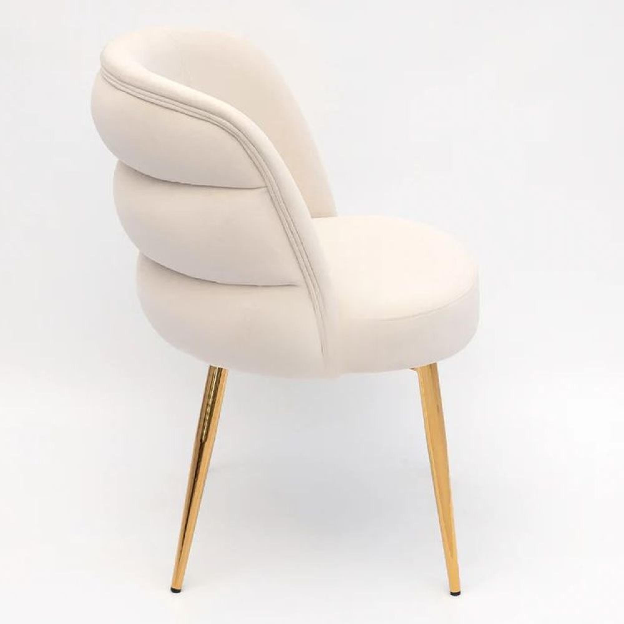 Sloane Dining Chair - White Velvet Fabric - Gold Legs