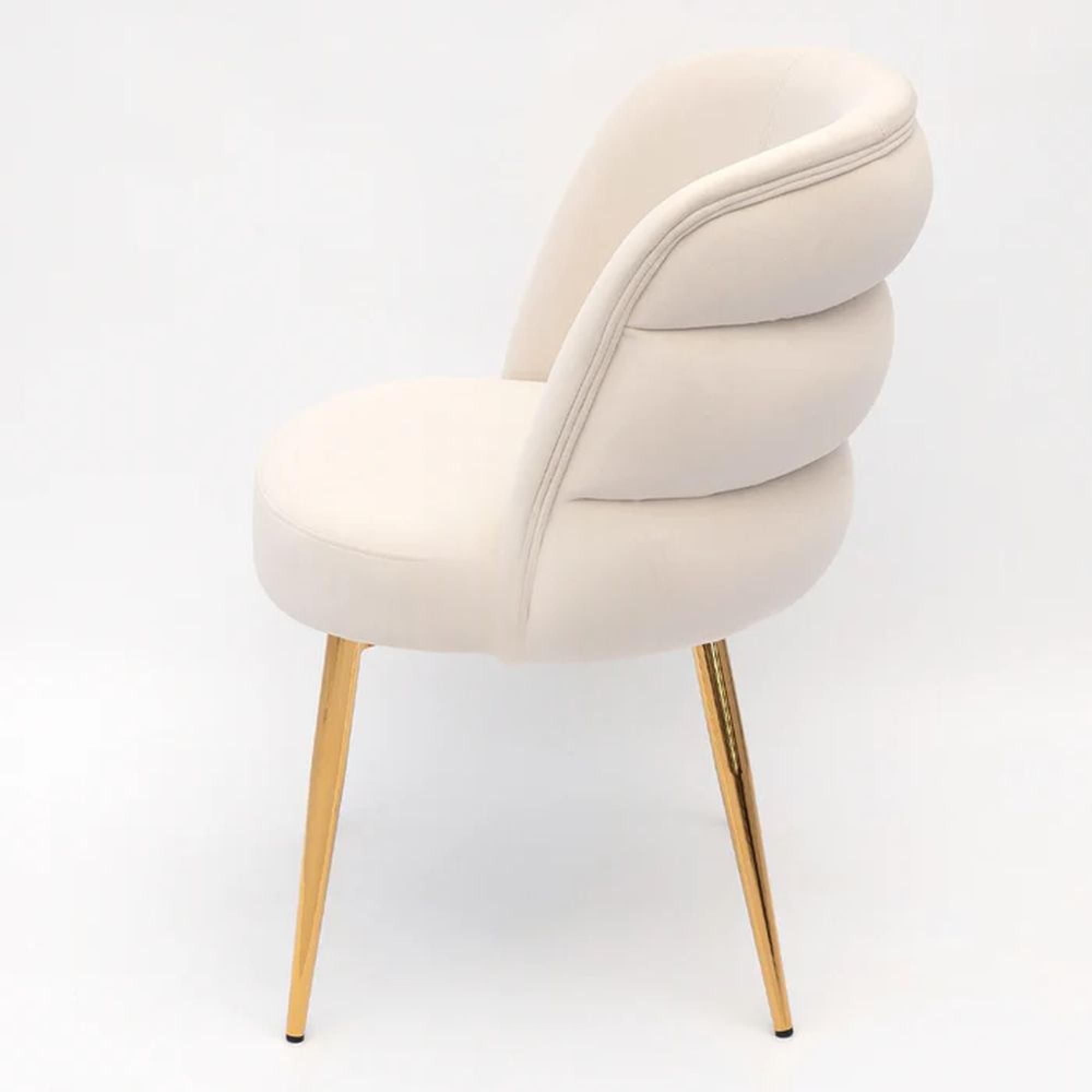 Sloane Dining Chair - White Velvet Fabric - Gold Legs