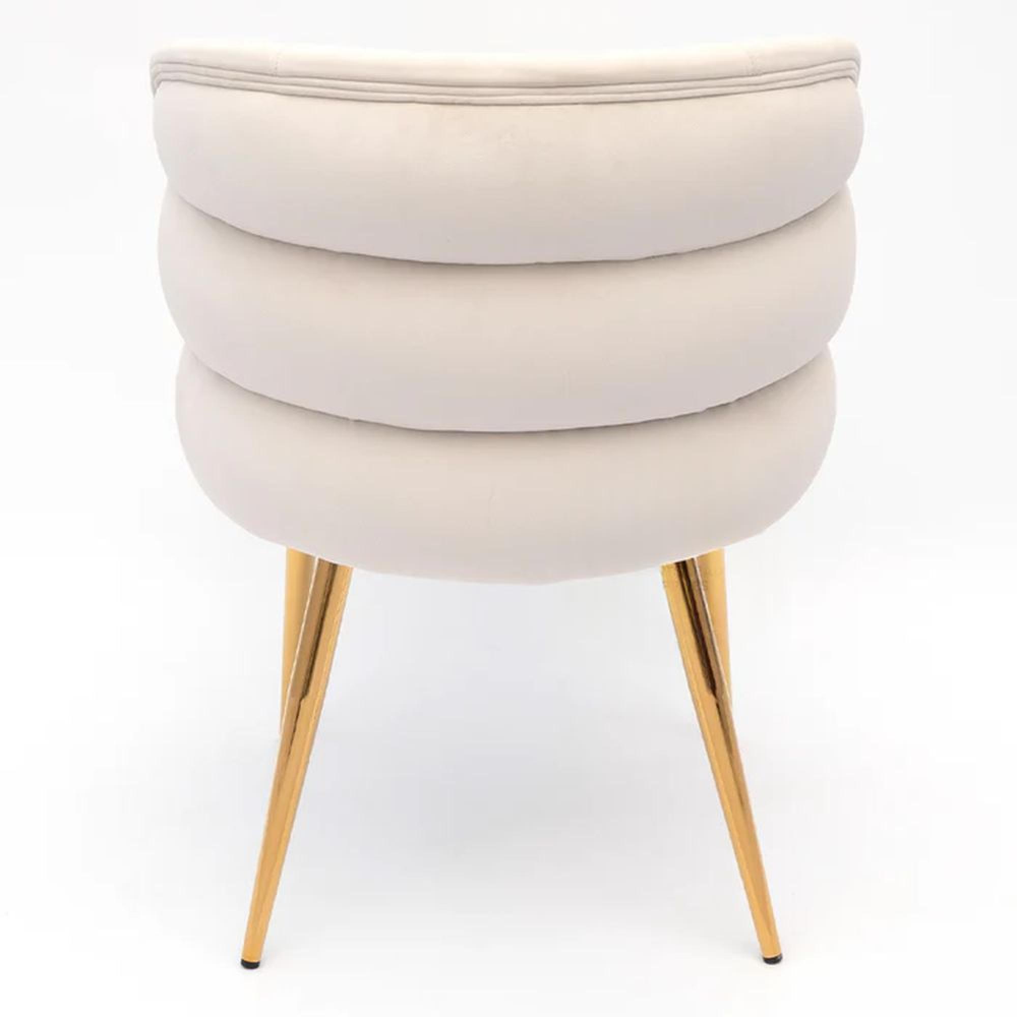 Sloane Dining Chair - White Velvet Fabric - Gold Legs
