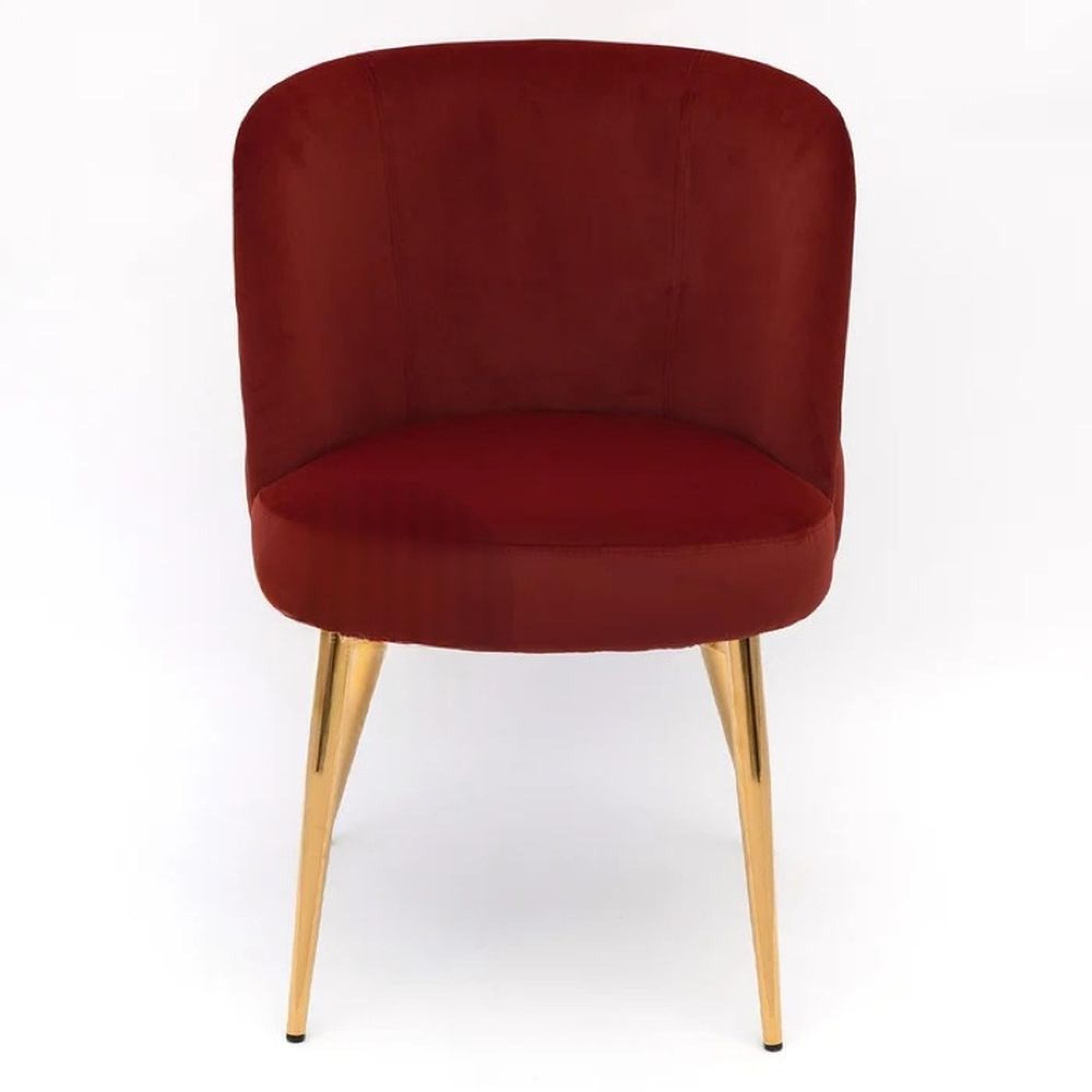 Sloane Dining Chair - Wine Red Velvet Fabric - Gold Legs
