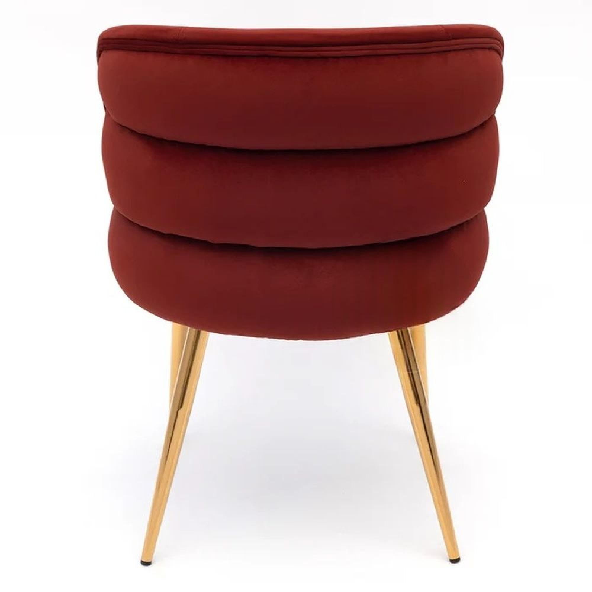Sloane Dining Chair - Wine Red Velvet Fabric - Gold Legs