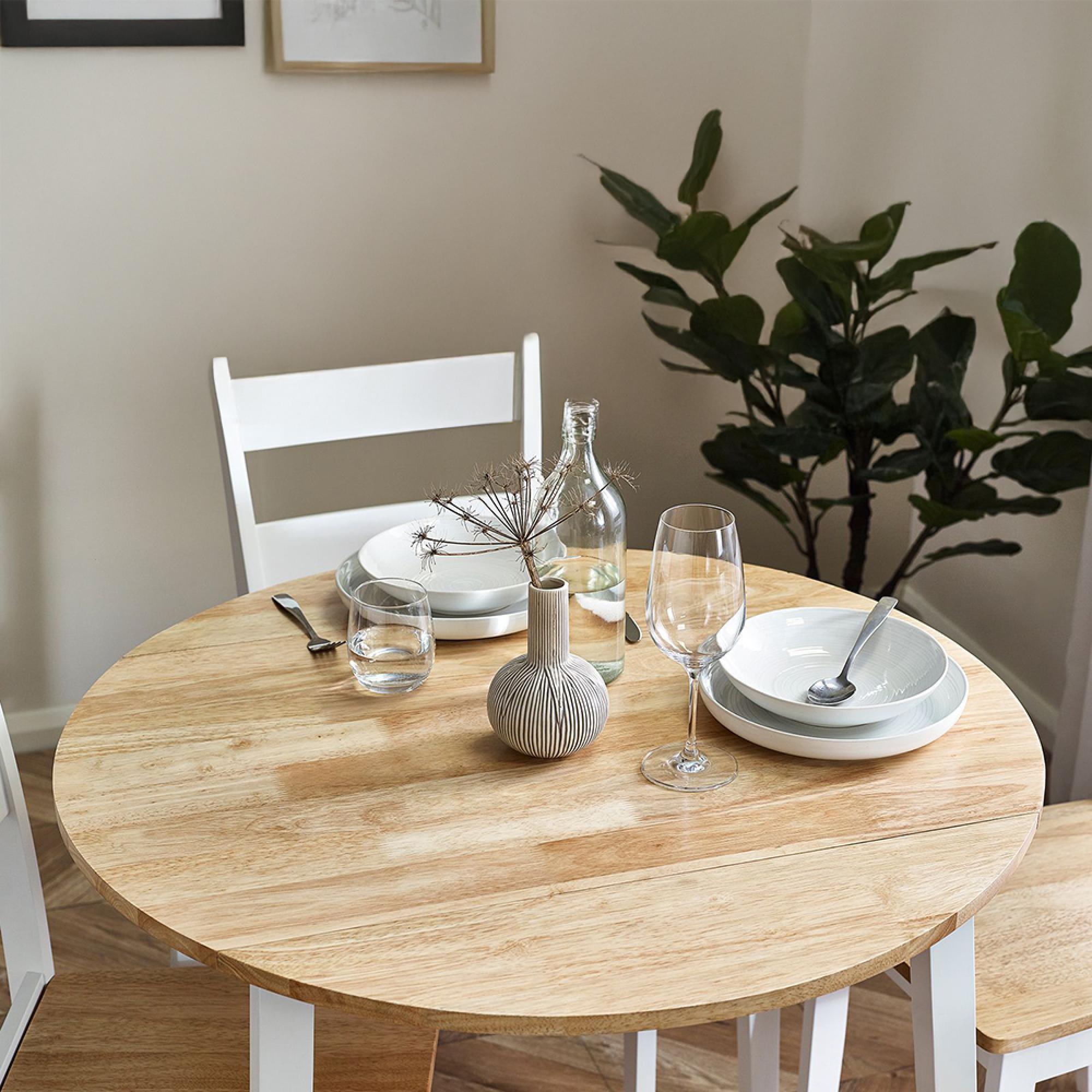 Linwood Drop Leaf Dining Set - 55cm-75.5cm - 2-4 Seater - White Painted