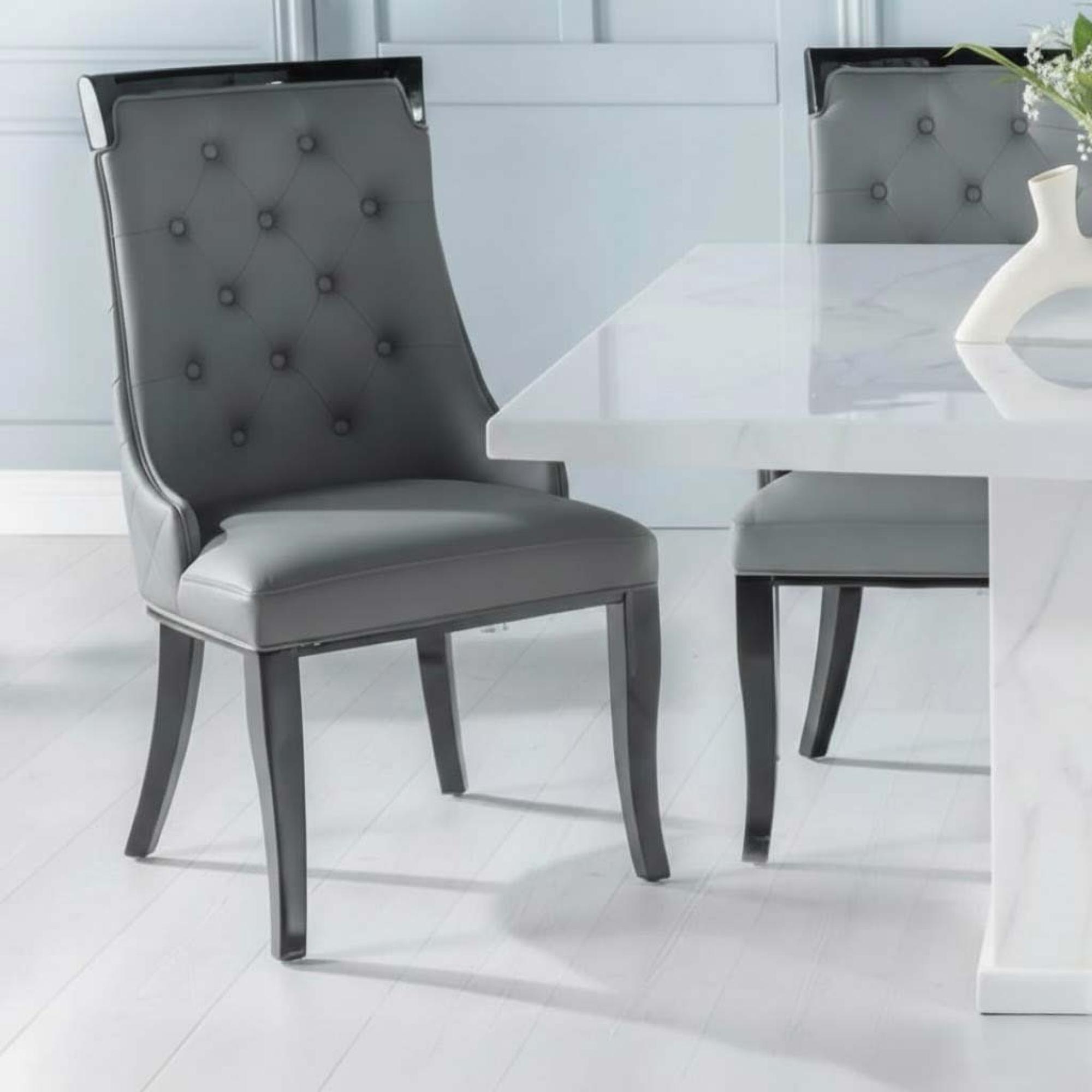 Turin Dining Set - 8 Seater - 140cm - Square - White Marble - Carmela Chairs - Grey Faux Leather