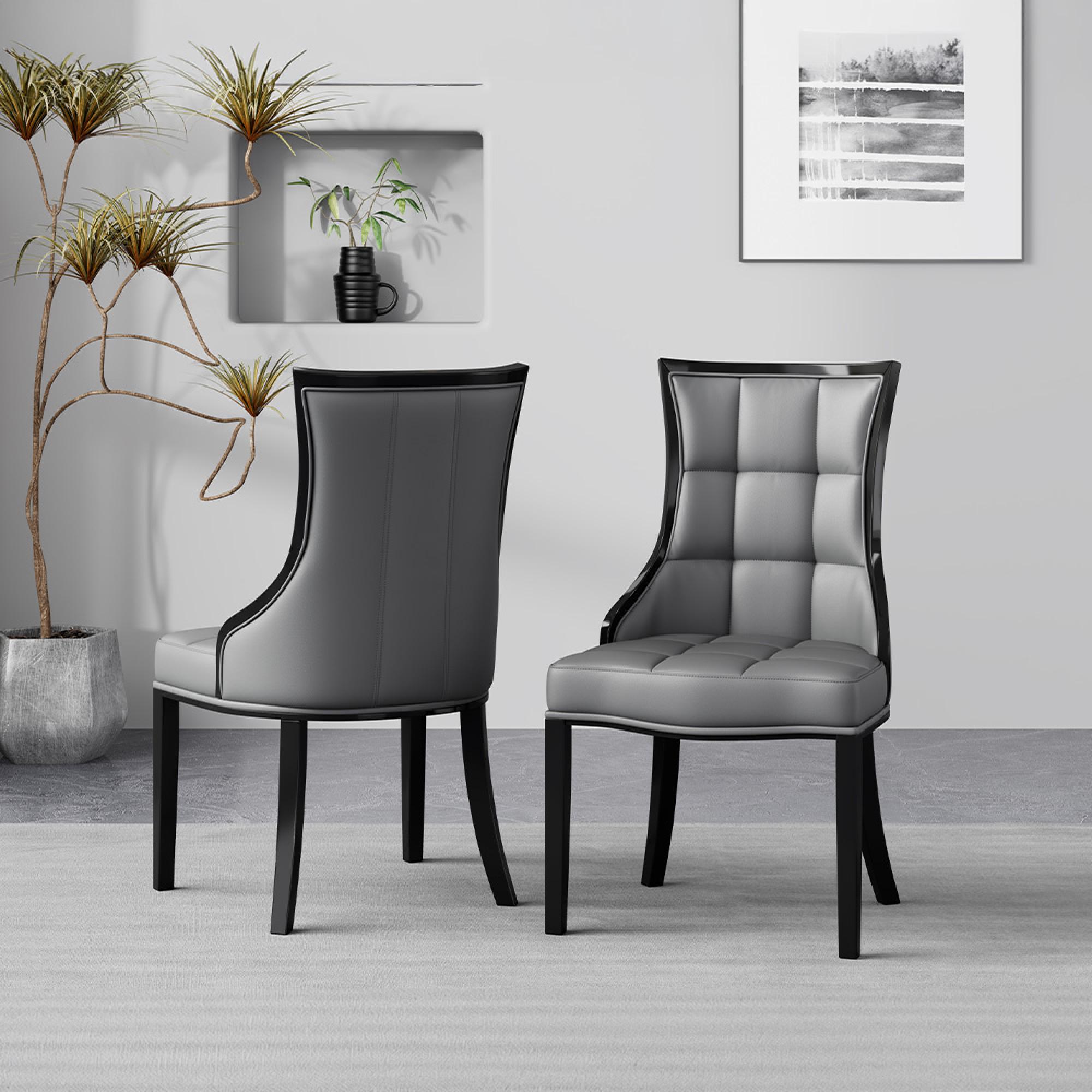 Venice Dining Set - 6 Seater - 160cm - Grey Marble - Paris Dining Chairs - Grey Leather