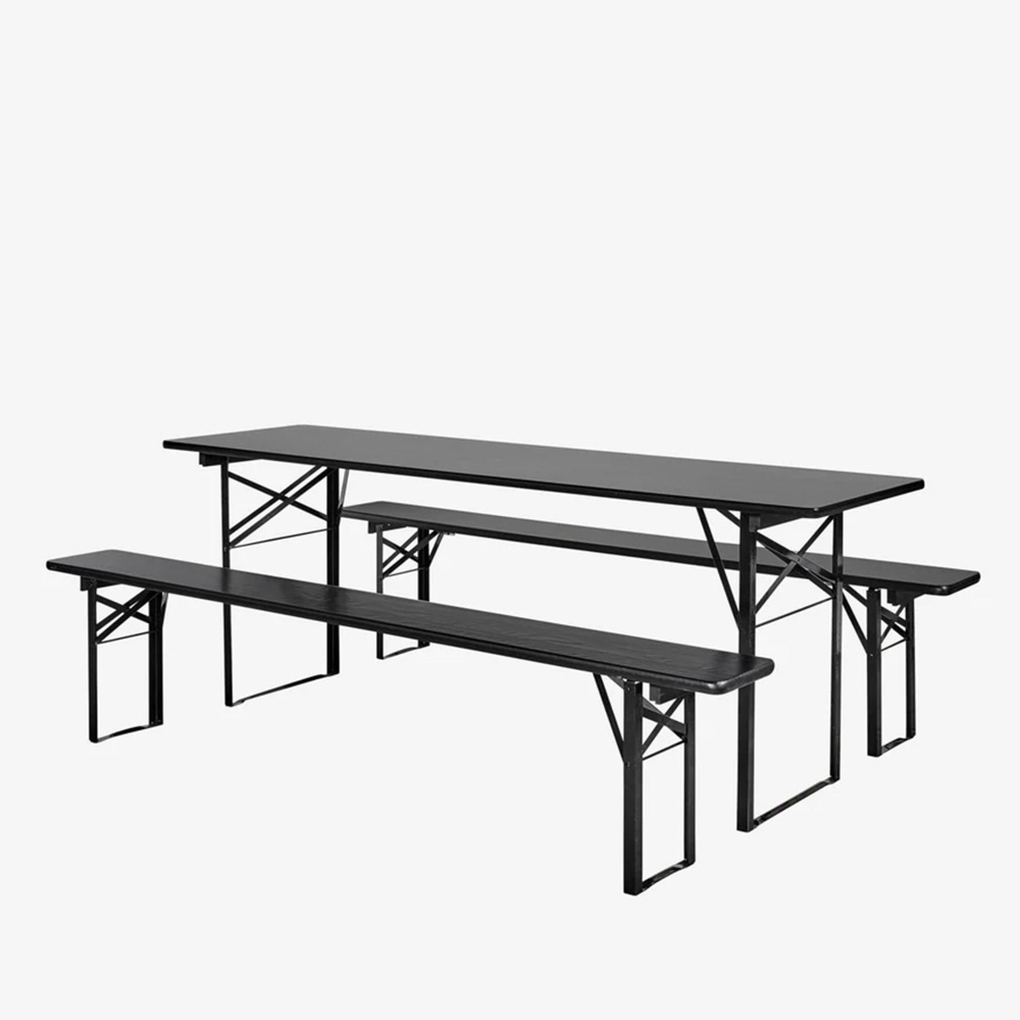 Dining Set - Large - 2 Benches - Black