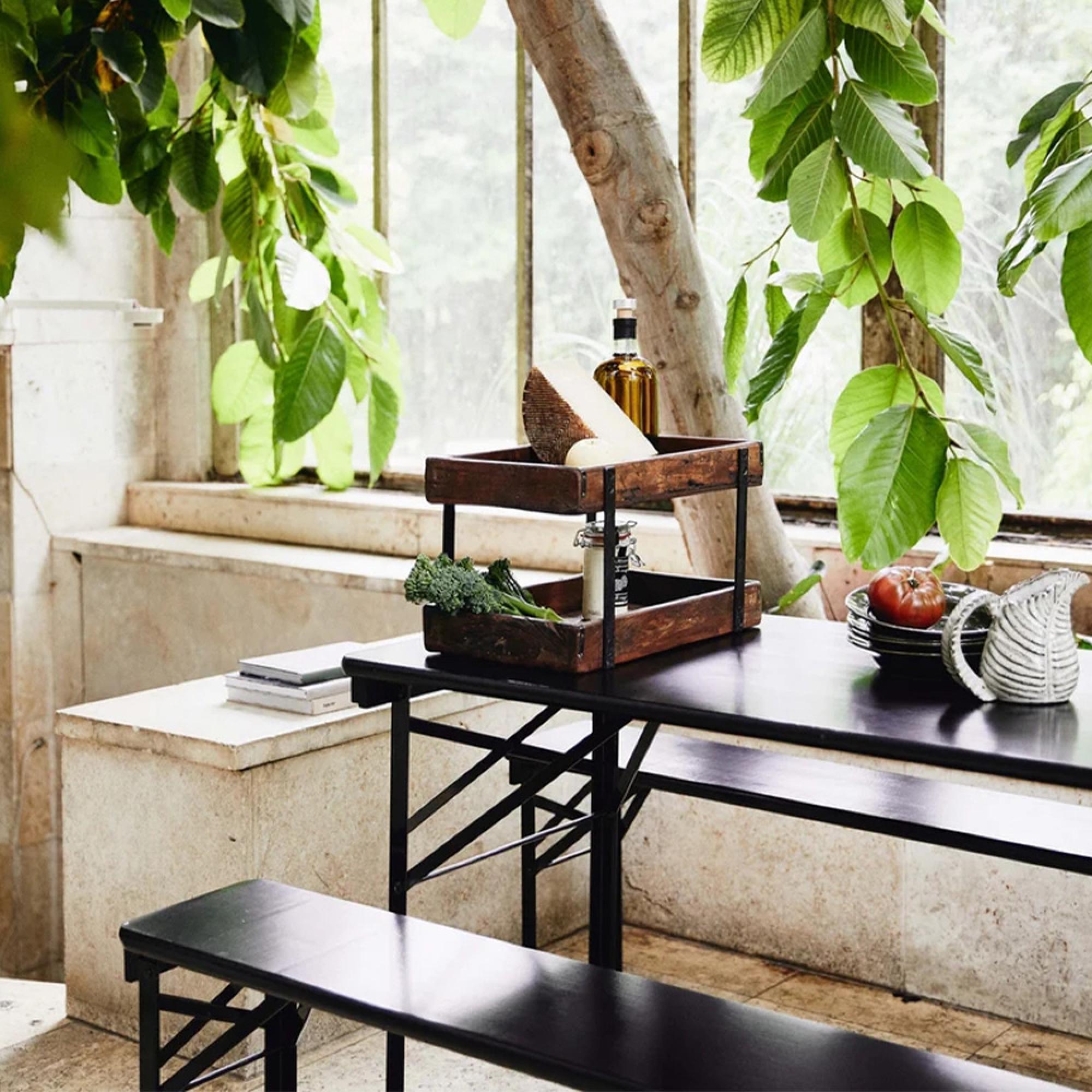 Dining Set - Large - 2 Benches - Black