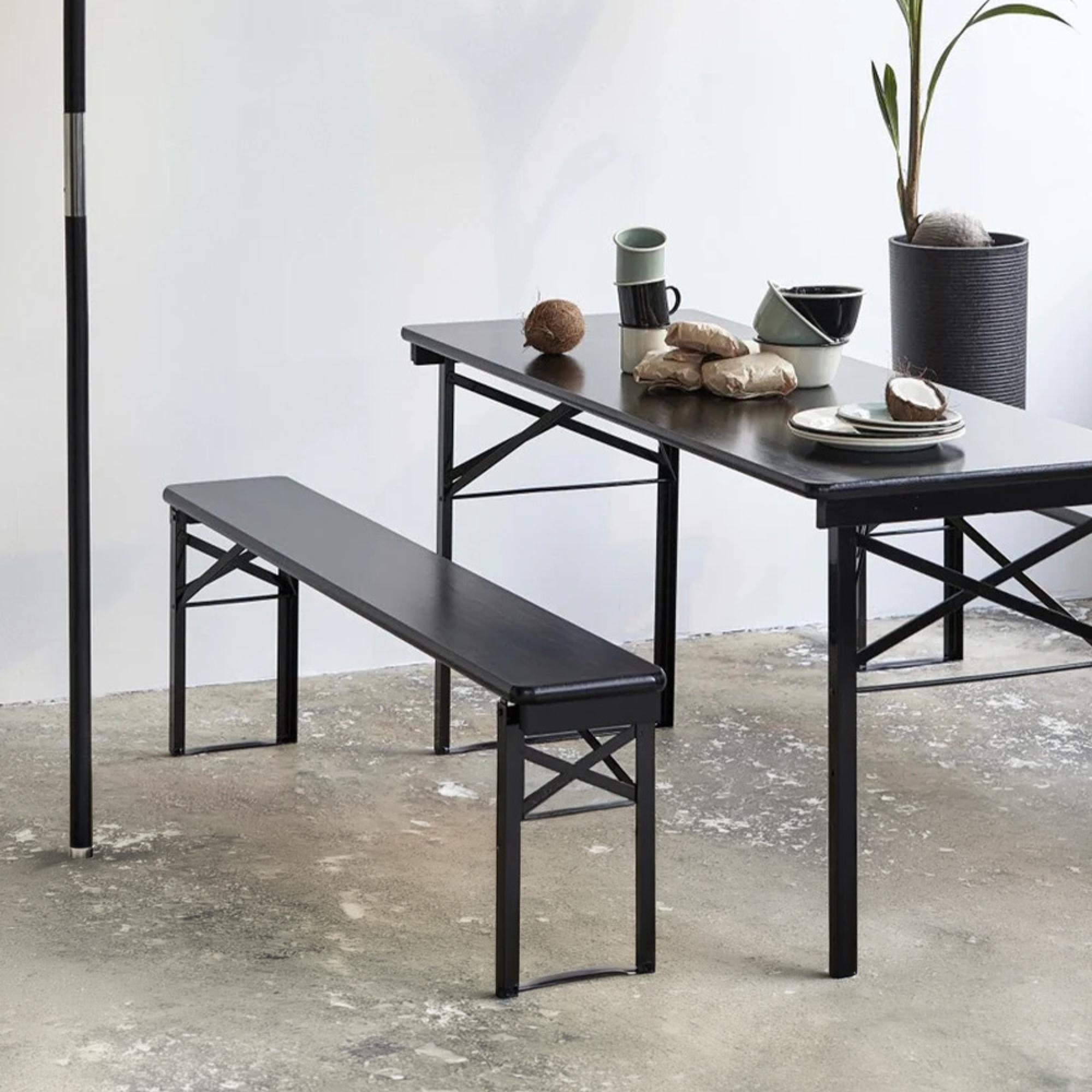 Dining Set - Large - 2 Benches - Black